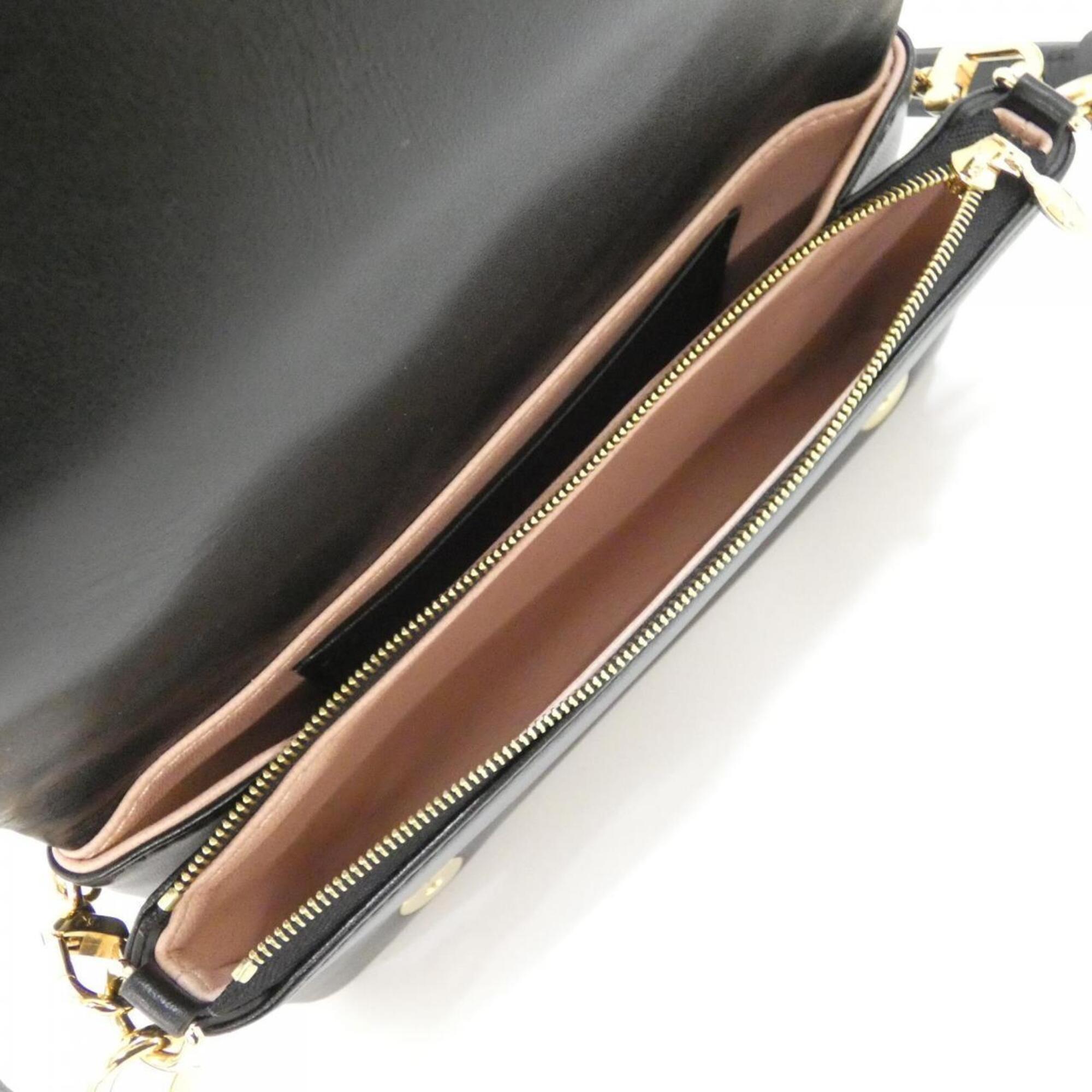 Louis Vuitton Black Leather Pochette Shoulder Bag (Pre-Owned)