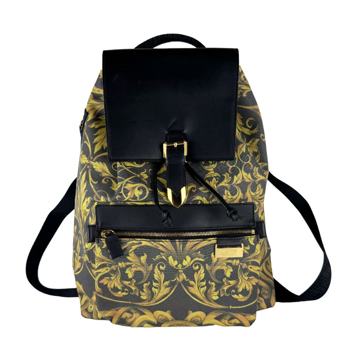Versace Black Gold Pvc Backpack (Pre-Owned)