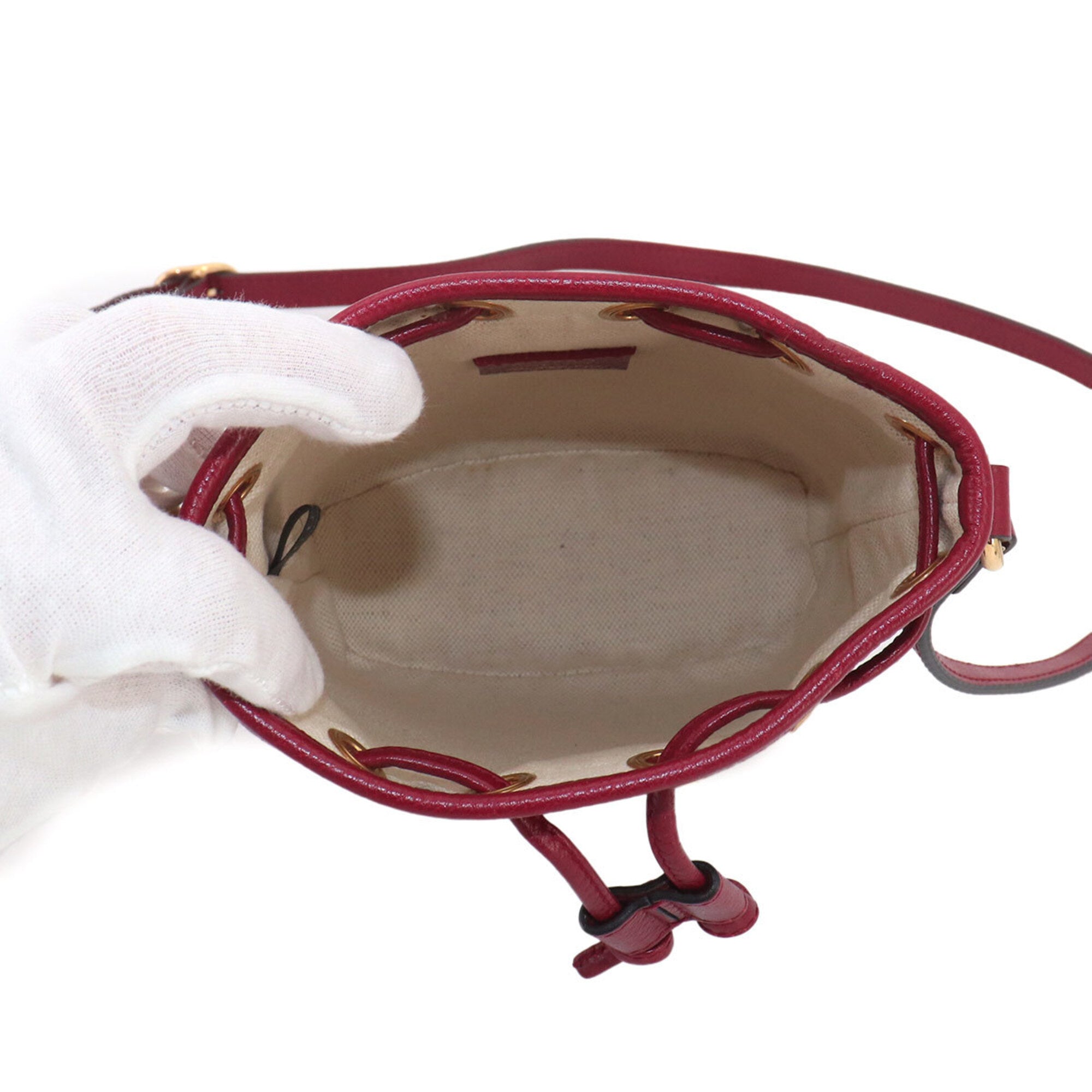 Gucci Brown Red Color Gg Supreme Leather Handbag Shoulder Bag (Pre-Owned)