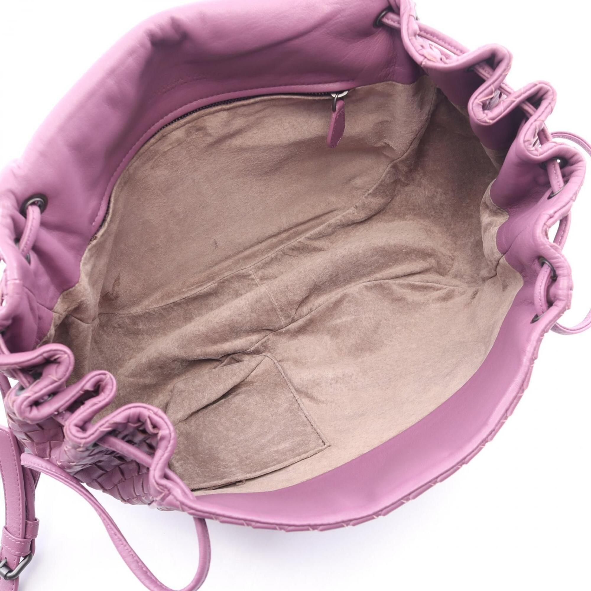 Bottega Veneta Purple Leather Handbag Shoulder Bag (Pre-Owned)