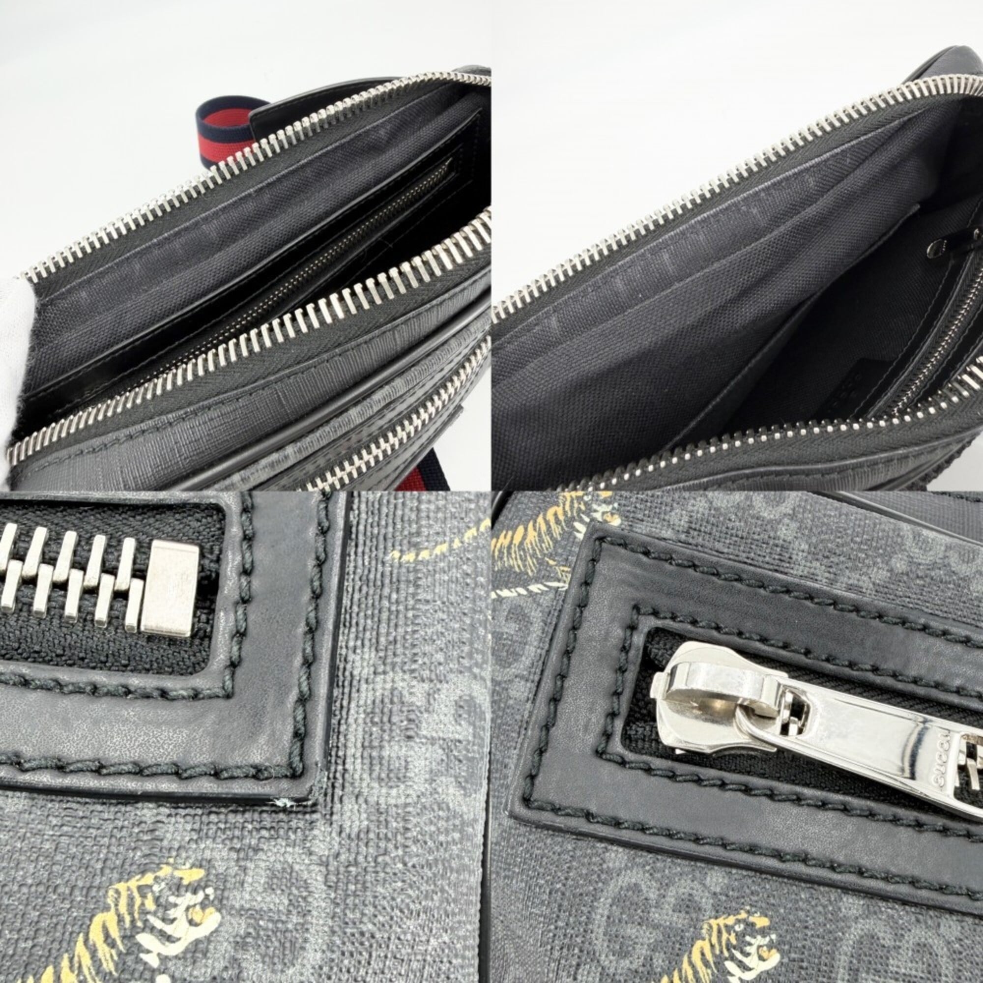 Gucci Black Gg Supreme Canvas Leather Fanny Pack Sling Bag (Pre-Owned)