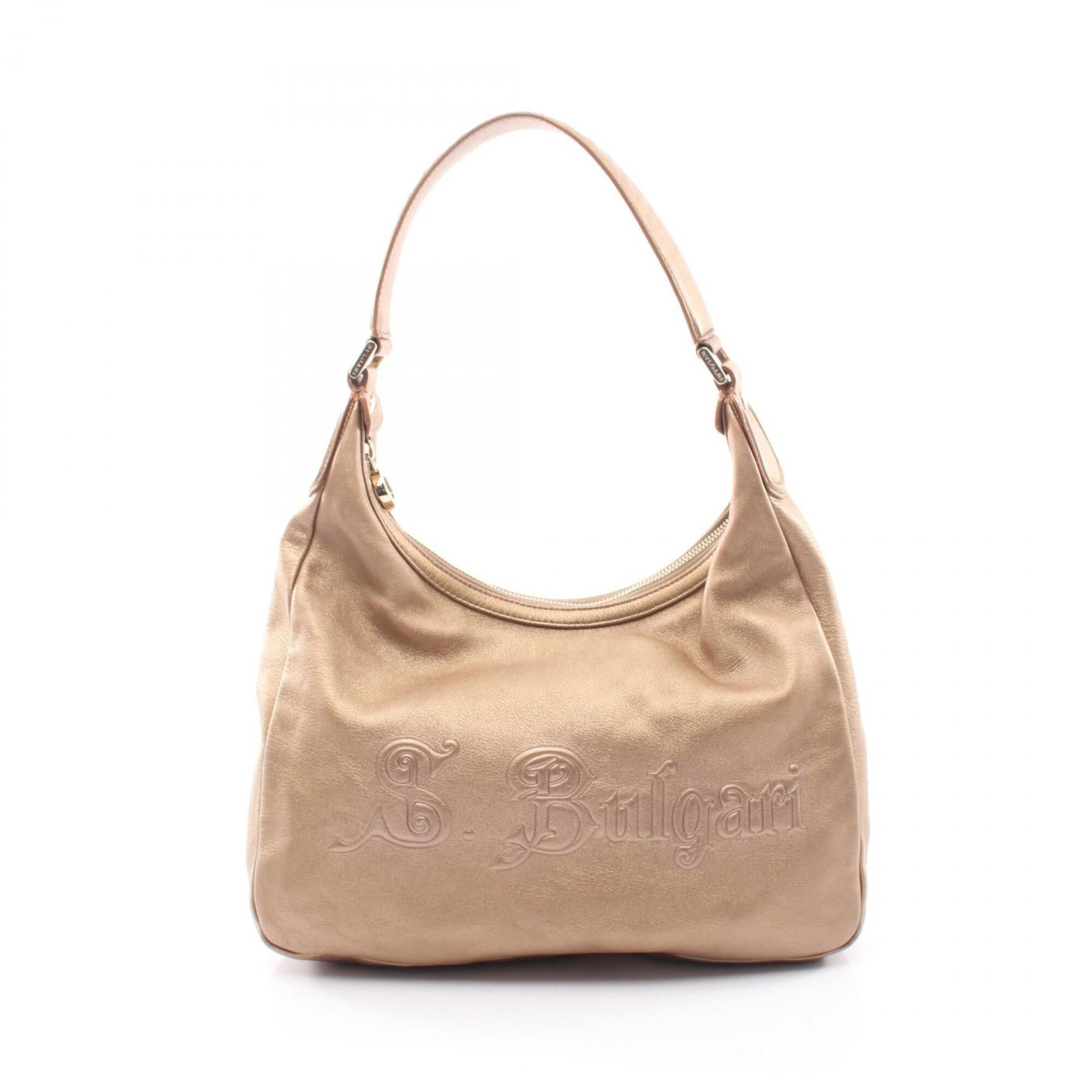 Bvlgari Gold Leather Handbag Shoulder Bag (Pre-Owned)