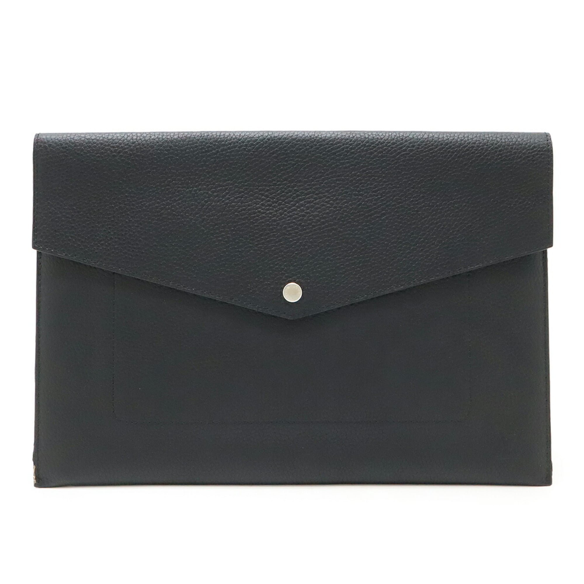 Louis Vuitton Noir Leather Clutch Bag Pochette (Pre-Owned)