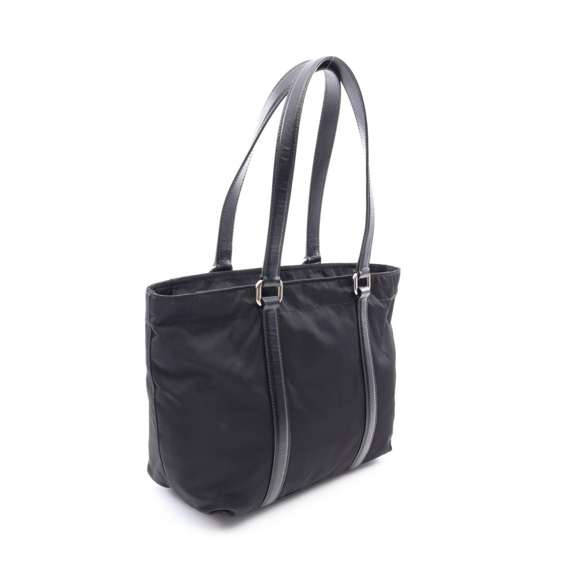 Prada Black Nylon Leather Tote Bag (Pre-Owned)