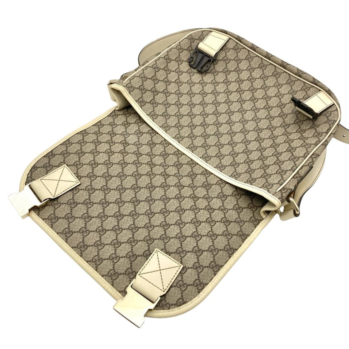 Gucci Beige Ivory Gg Supreme Canvas Shoulder Bag (Pre-Owned)
