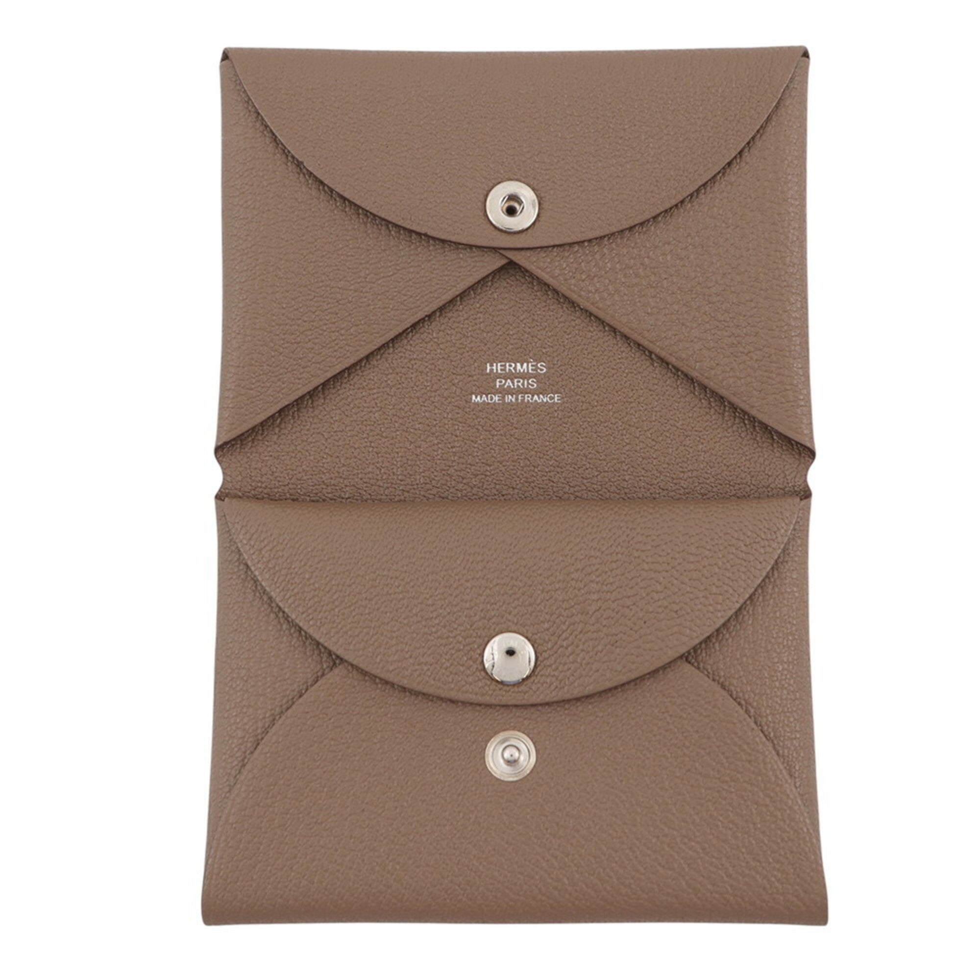 Hermes Kara Etoupe Gray Chevre Myzore Leather Coin Purse/Coin Case (Pre-Owned)