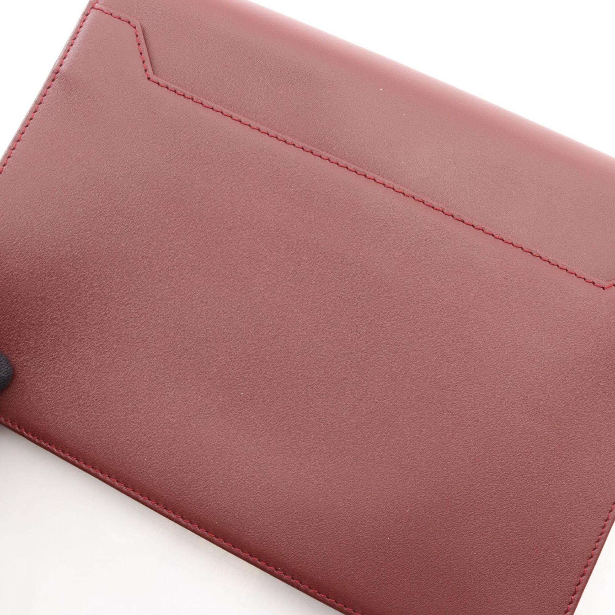 Cartier Bordeaux Leather Clutch Bag Handbag (Pre-Owned)