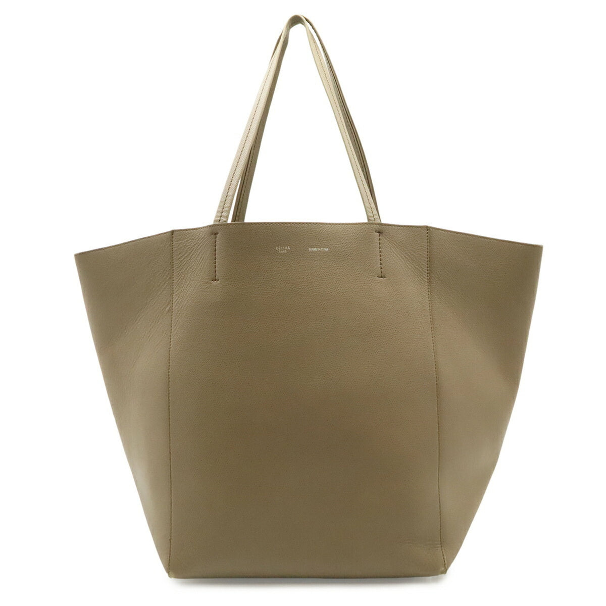 Celine Cabas Grayish Leather Shoulder Bag Tote Bag (Pre-Owned)