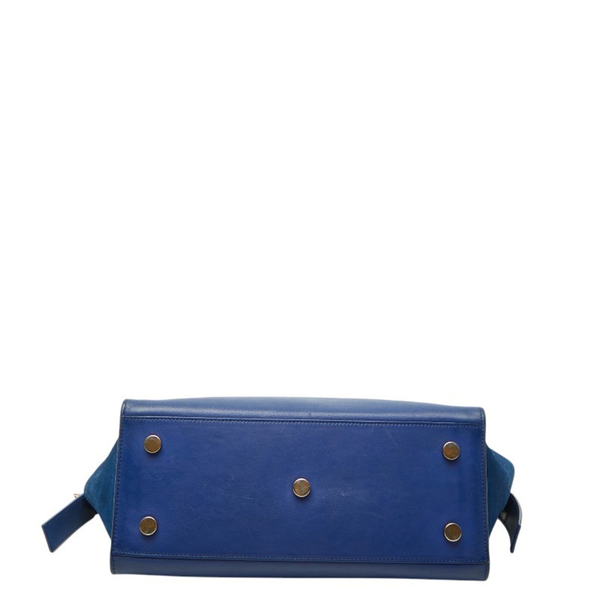 Saint Laurent Blue Leather Suede Handbag Shoulder Bag (Pre-Owned)