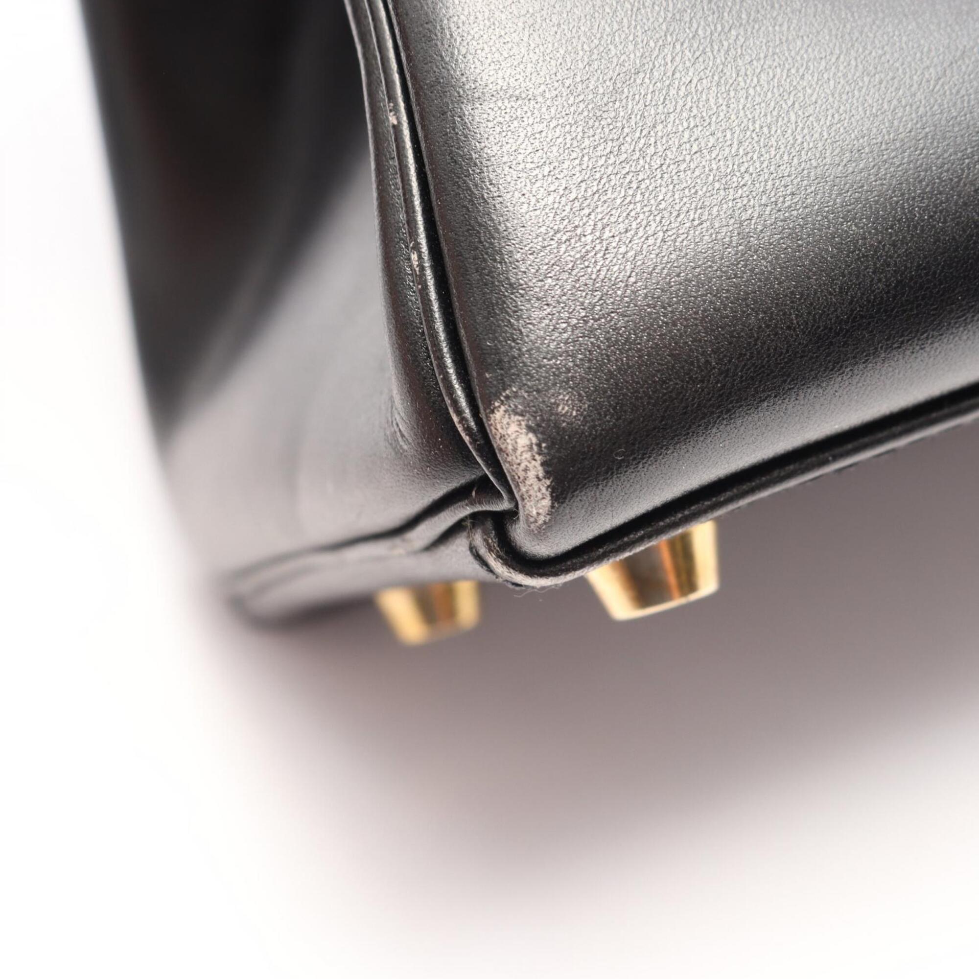 Hermes Black Box Calf Leather Handbag (Pre-Owned)