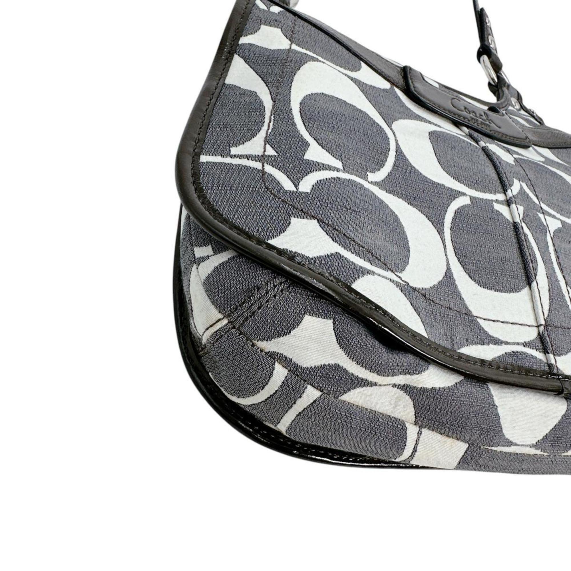 Coach Gray Canvas Shoulder Bag (Pre-Owned)