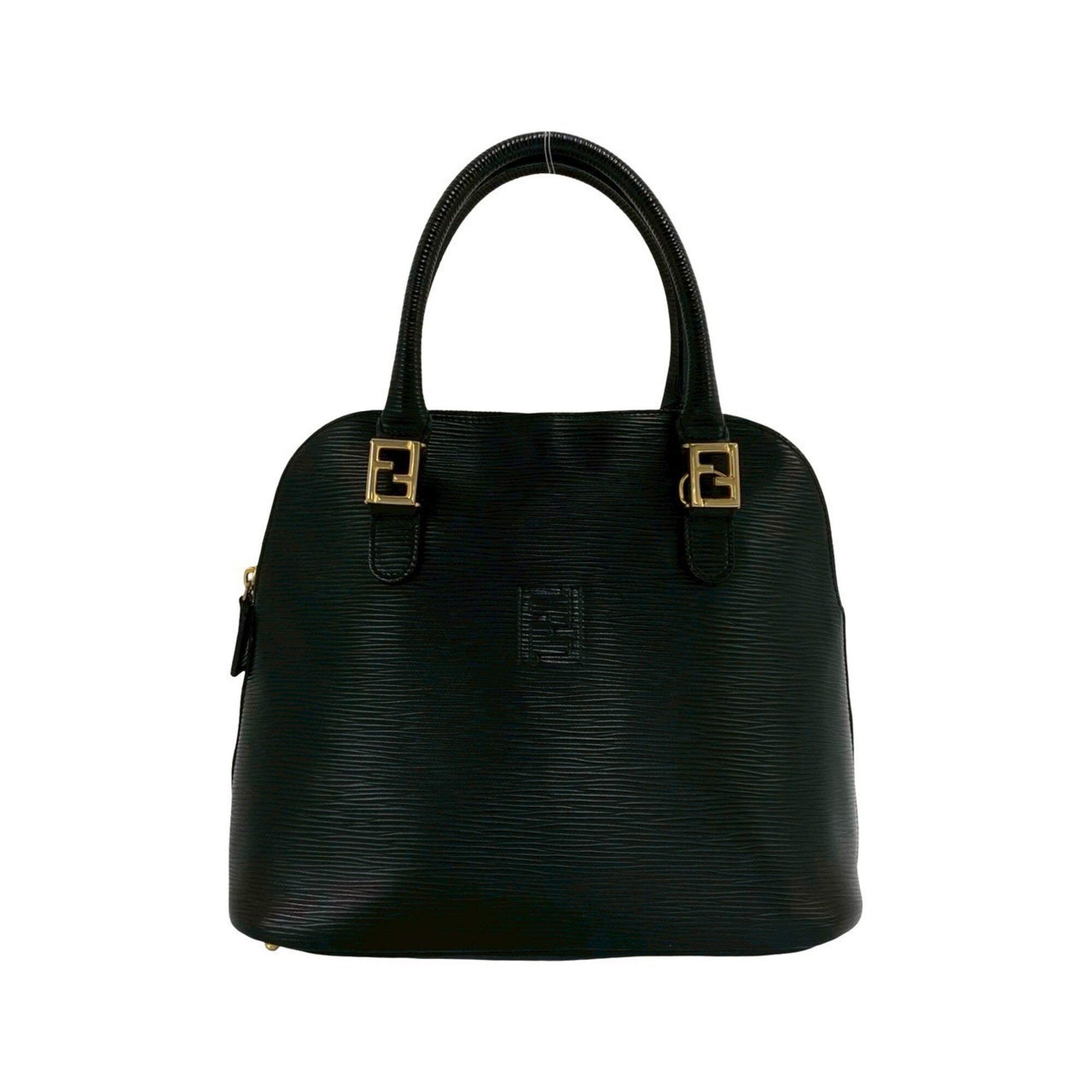 Fendi Black Leather Handbag Tote Bag (Pre-Owned)