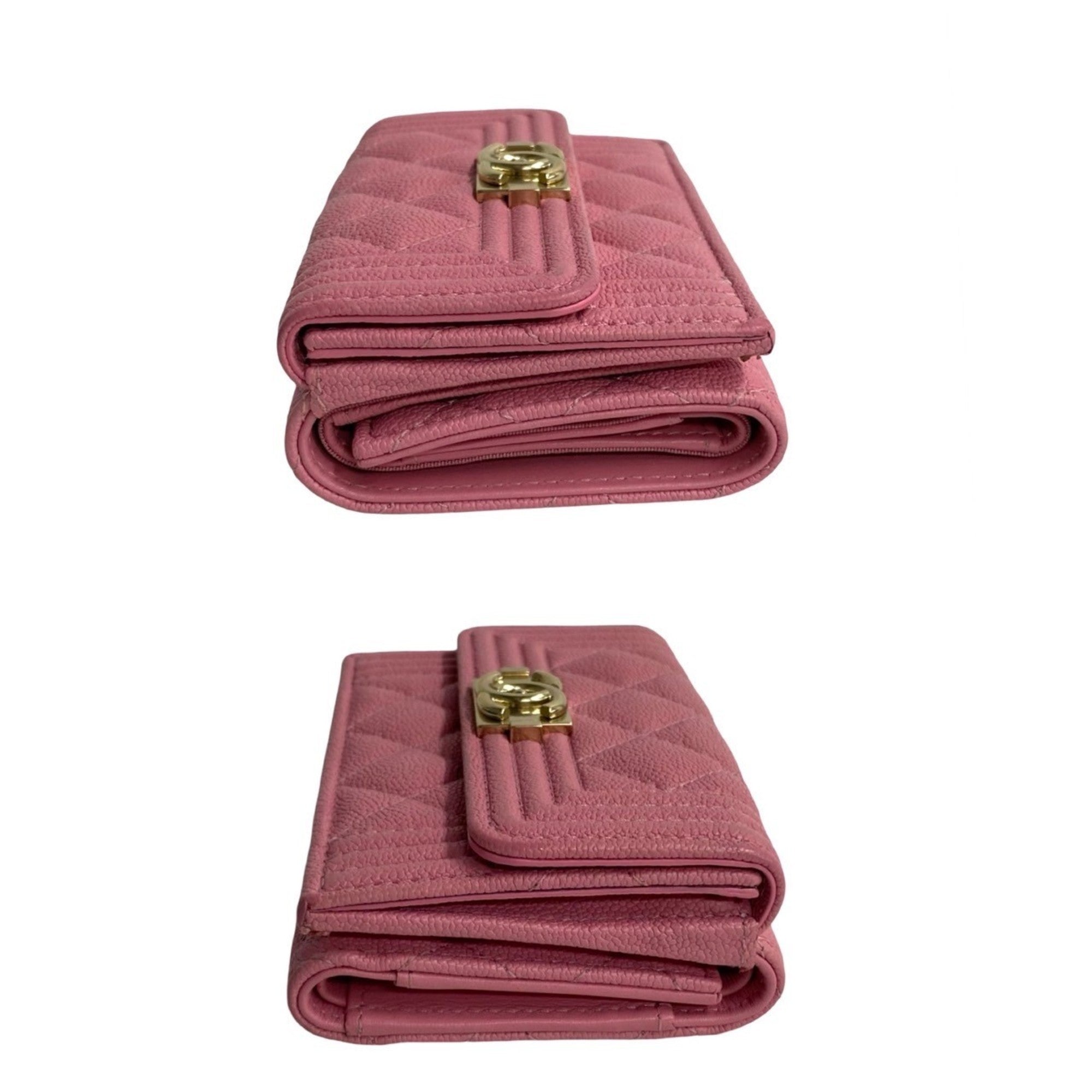 Chanel Pink Grained Calfskin Wallet (Tri-Fold) (Pre-Owned)