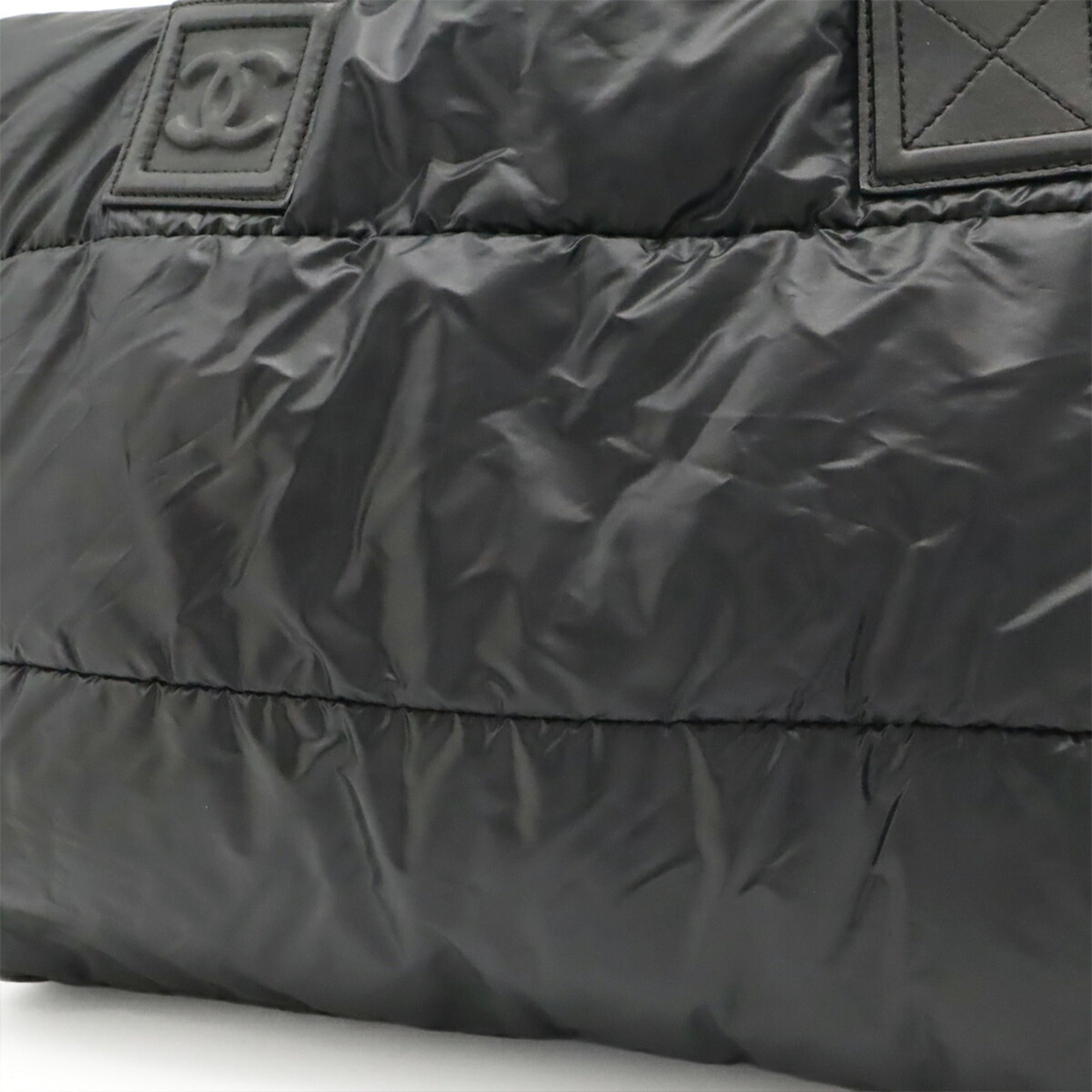 Chanel Black Bordeaux Nylon Leather Shoulder Bag Tote Bag (Pre-Owned)