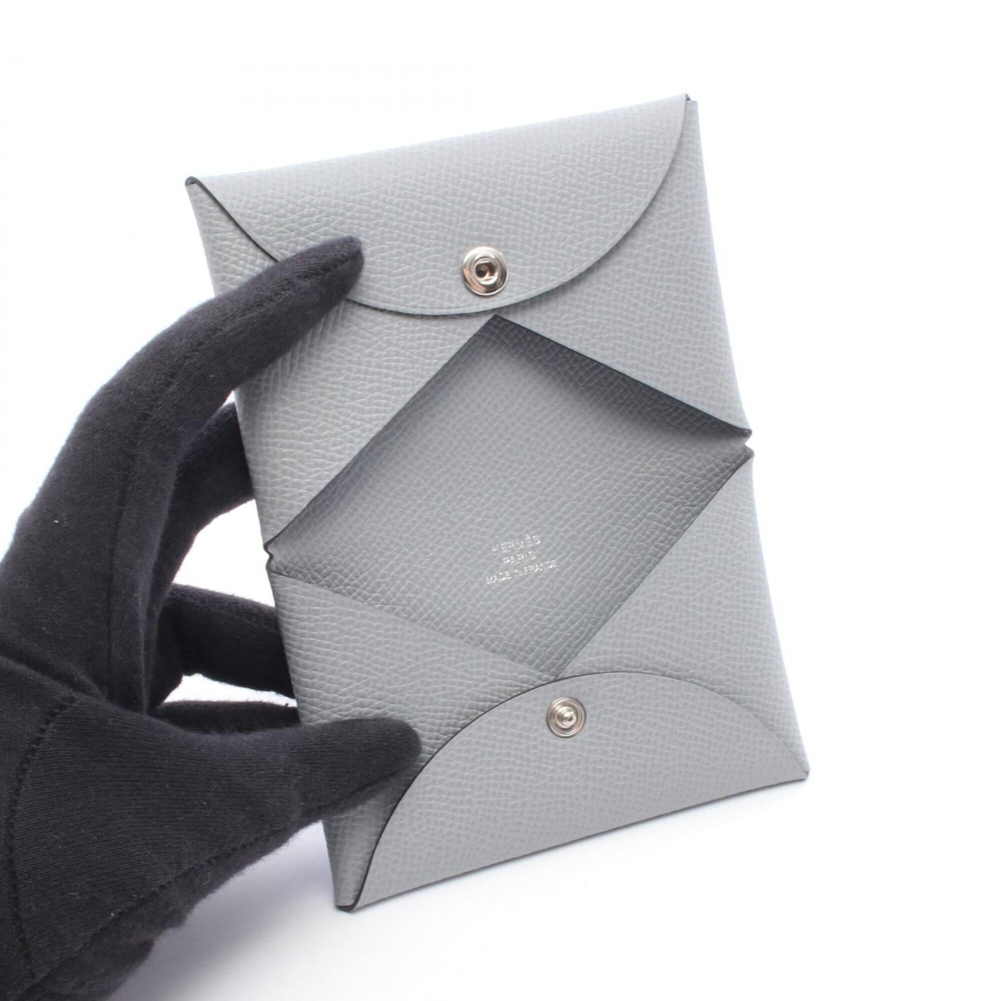 Hermes Gray Epsom Leather Coin Purse/Coin Case (Pre-Owned)
