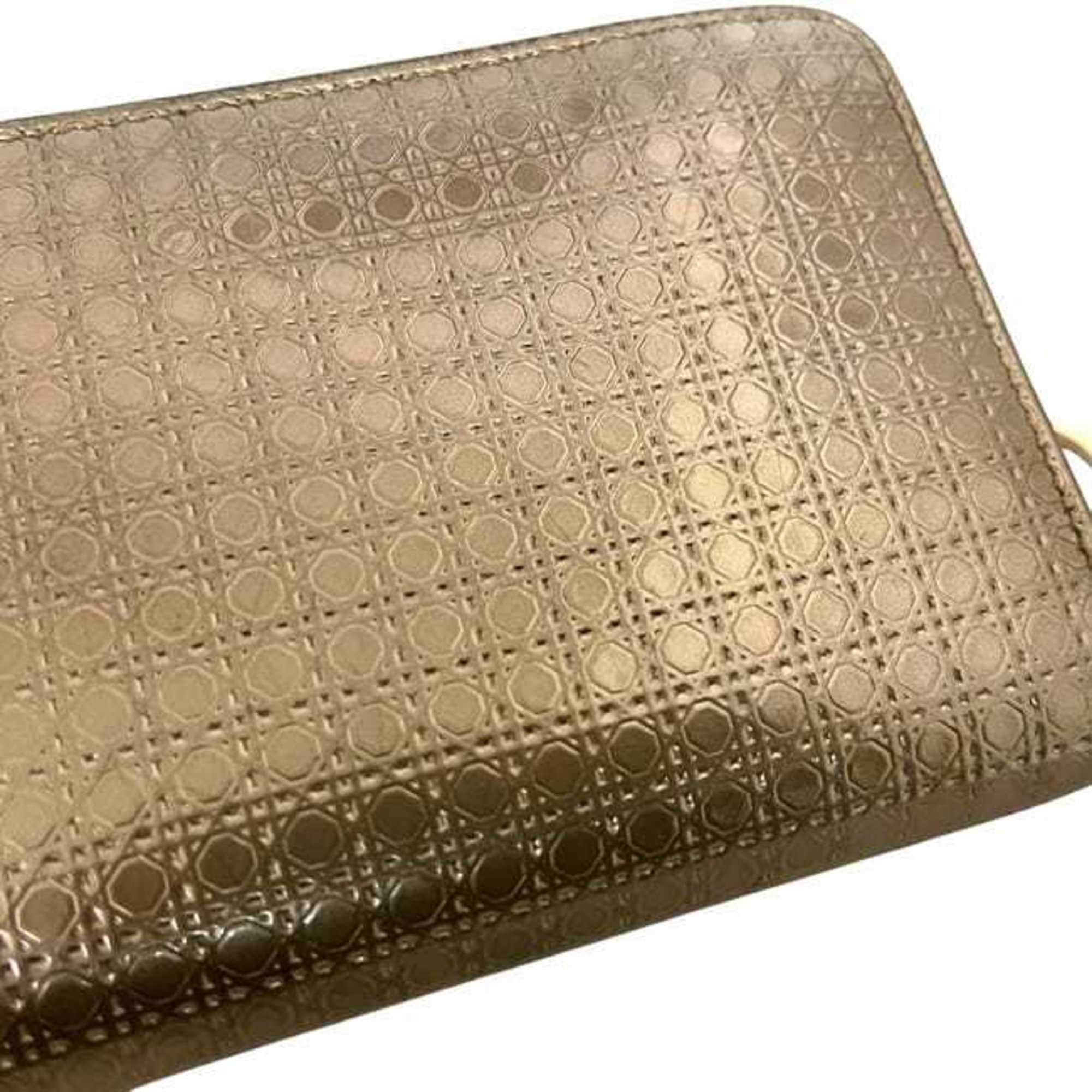 Christian Dior Gold Leather Long Wallet (Bi-Fold) (Pre-Owned)