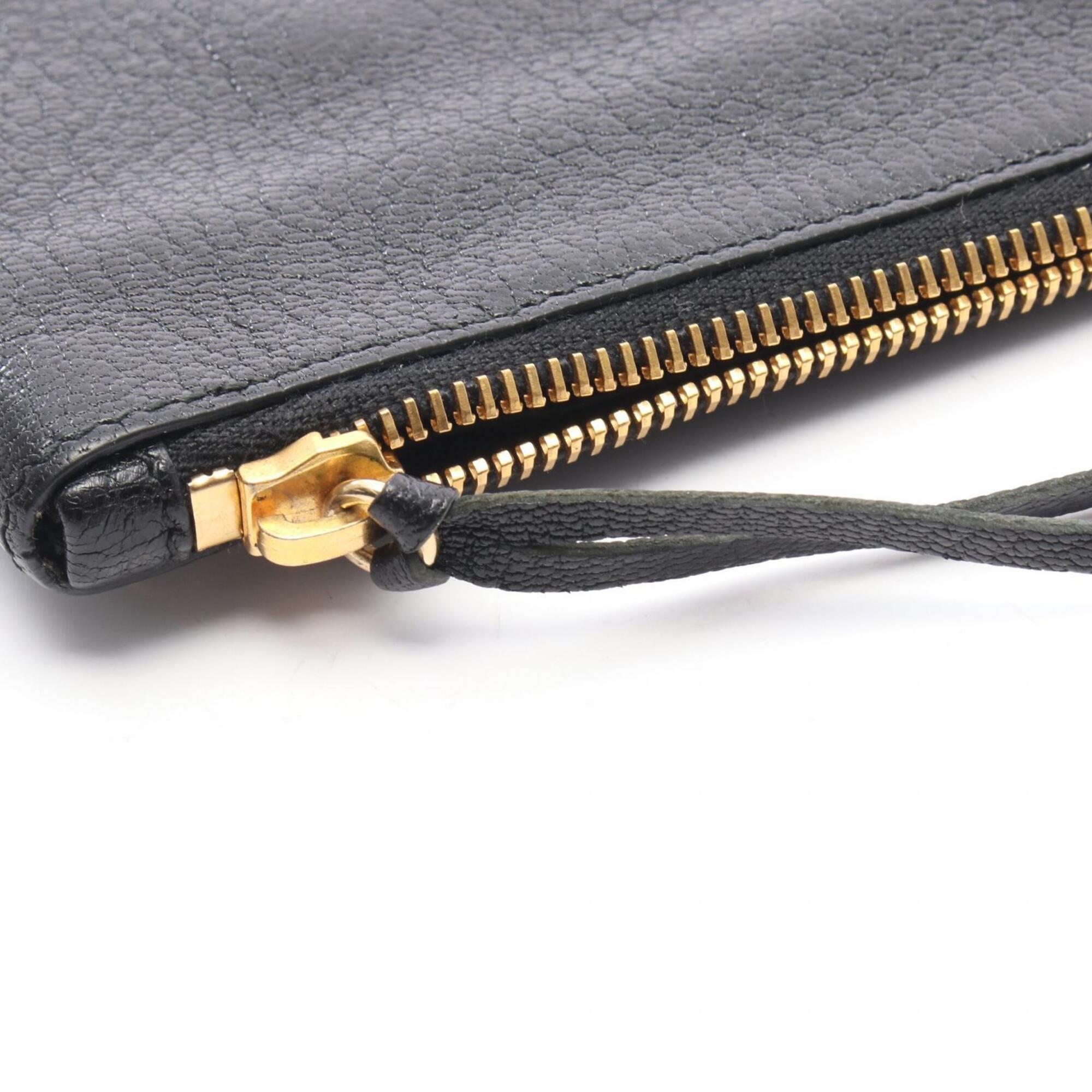 Balenciaga Black Leather Clutch Bag Handbag (Pre-Owned)