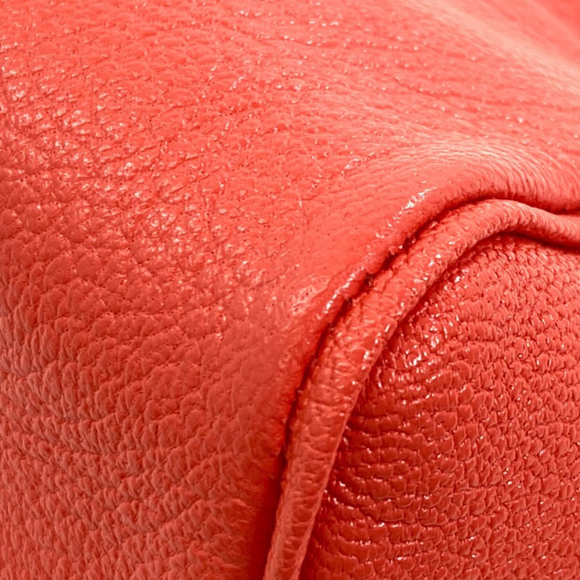 Bvlgari Red Color Leather Pouch Wash Bag (Pre-Owned)