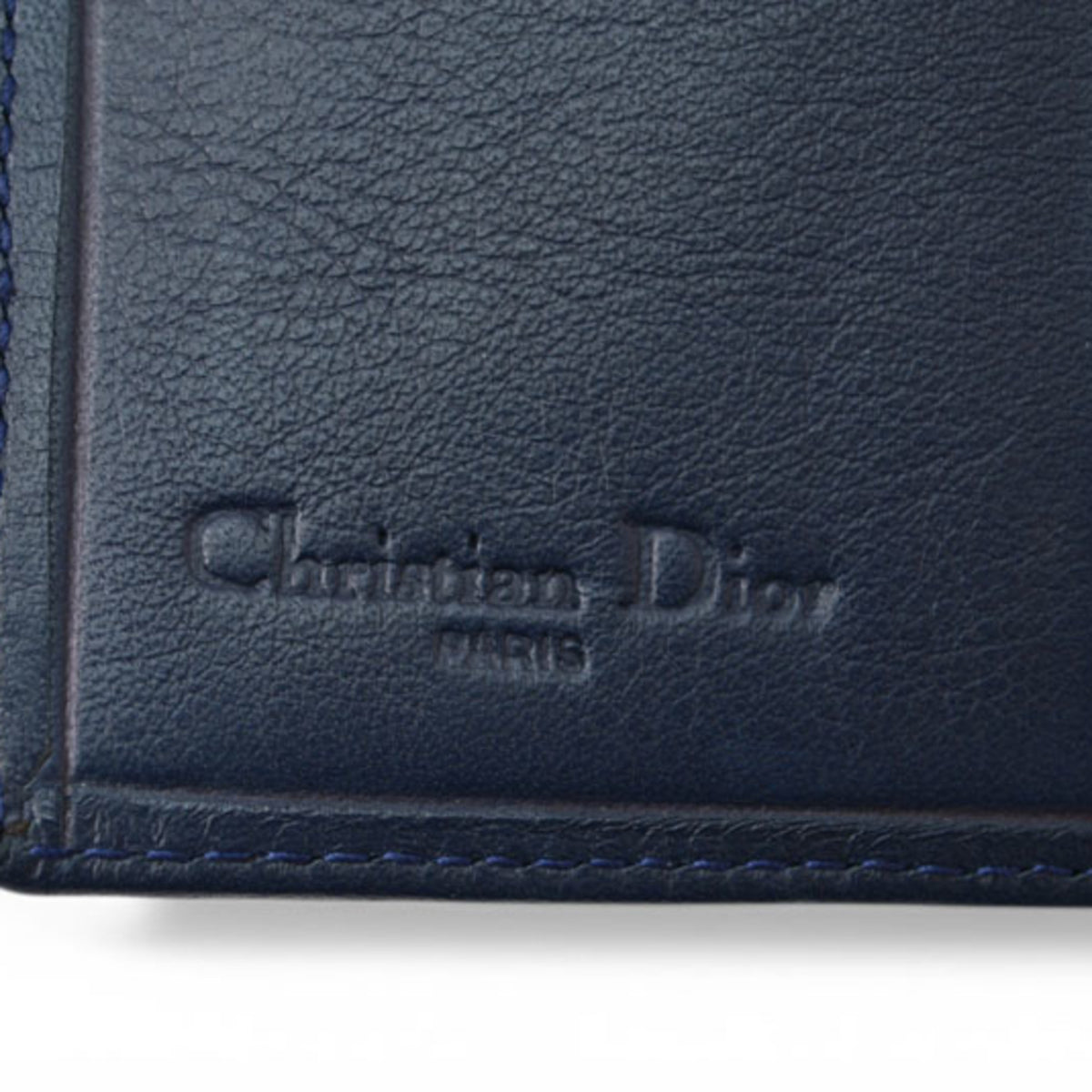Christian Dior Navy Leather Canvas Wallet (Bi-Fold) (Pre-Owned)
