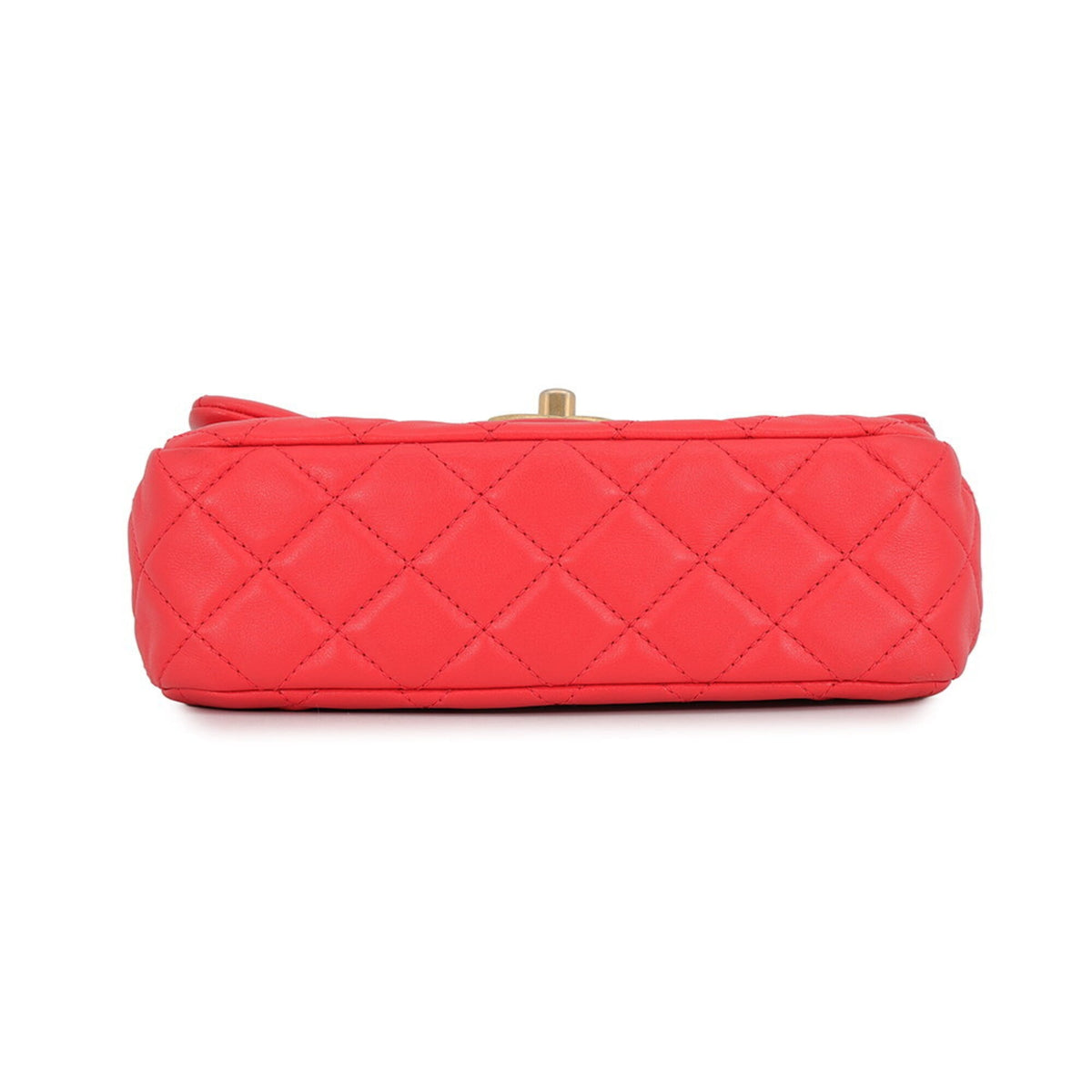 Chanel Coral Red Leather Handbag Shoulder Bag (Pre-Owned)