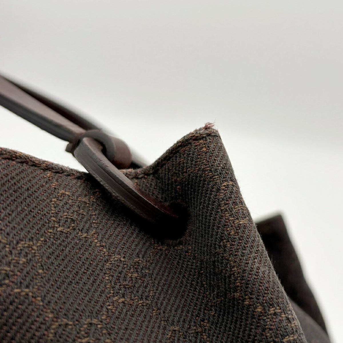 Gucci Dark Brown Gg Canvas Leather Tote Bag (Pre-Owned)