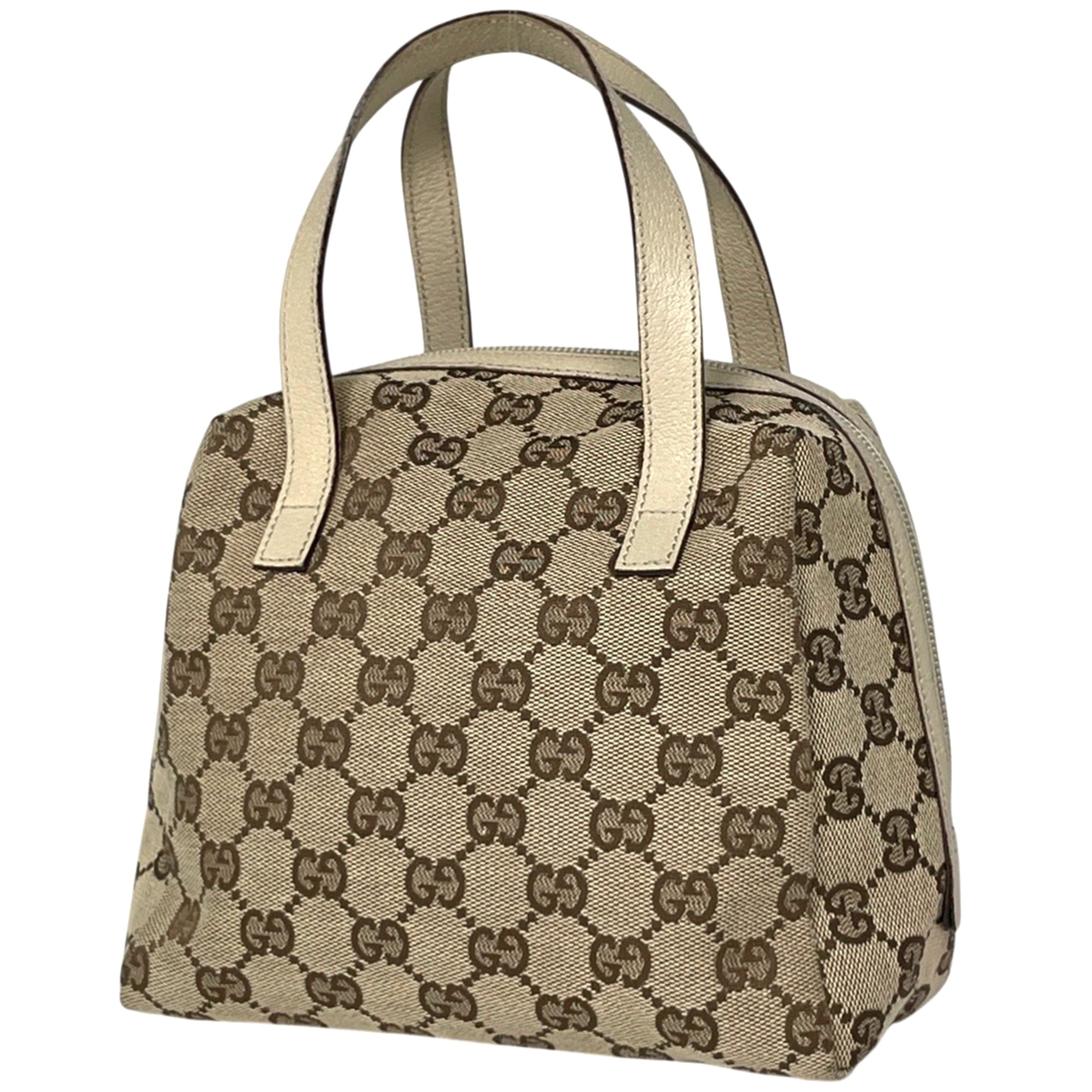 Gucci Beige White Gg Canvas Handbag (Pre-Owned)