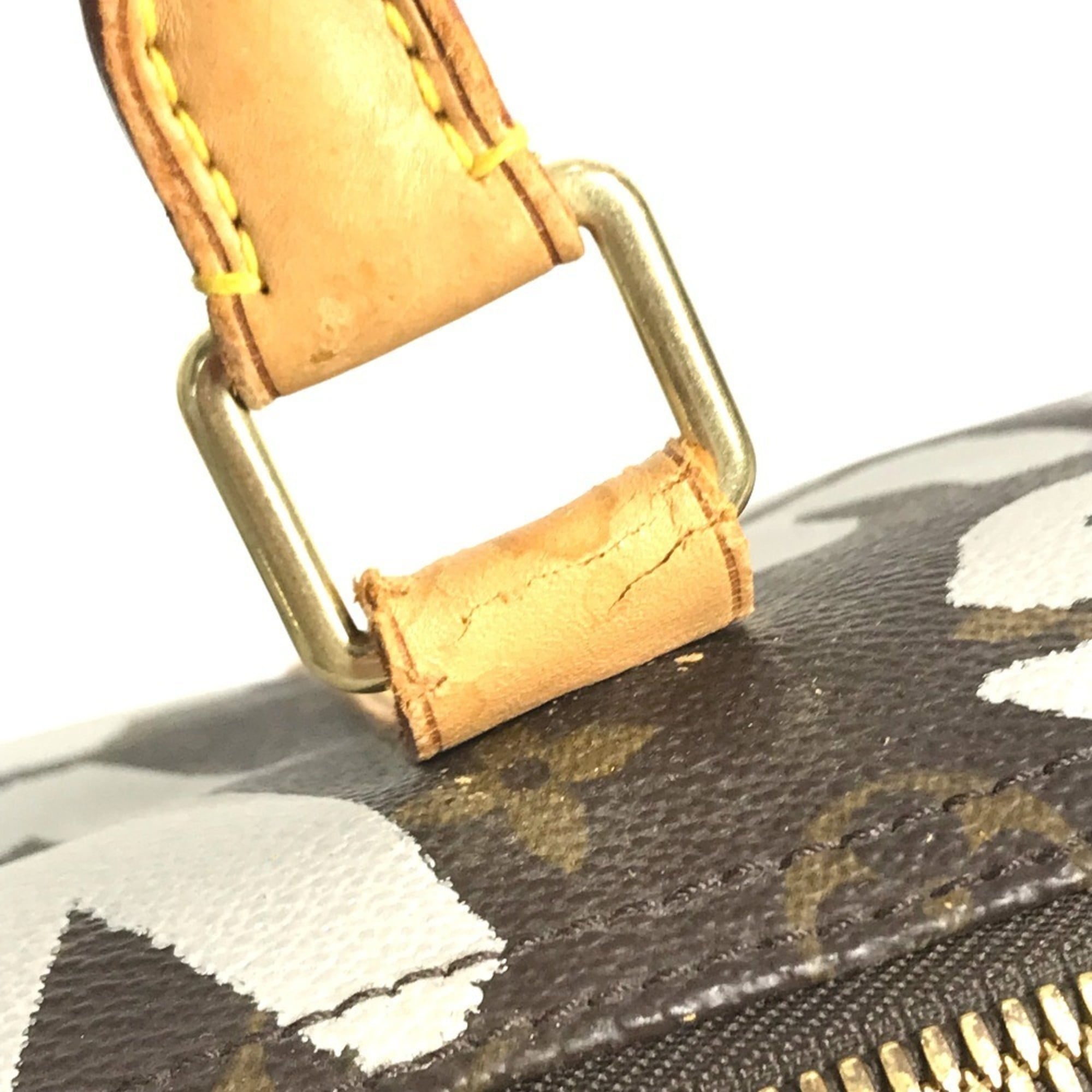 Louis Vuitton Brown White Monogram Canvas Boston Bag (Pre-Owned)