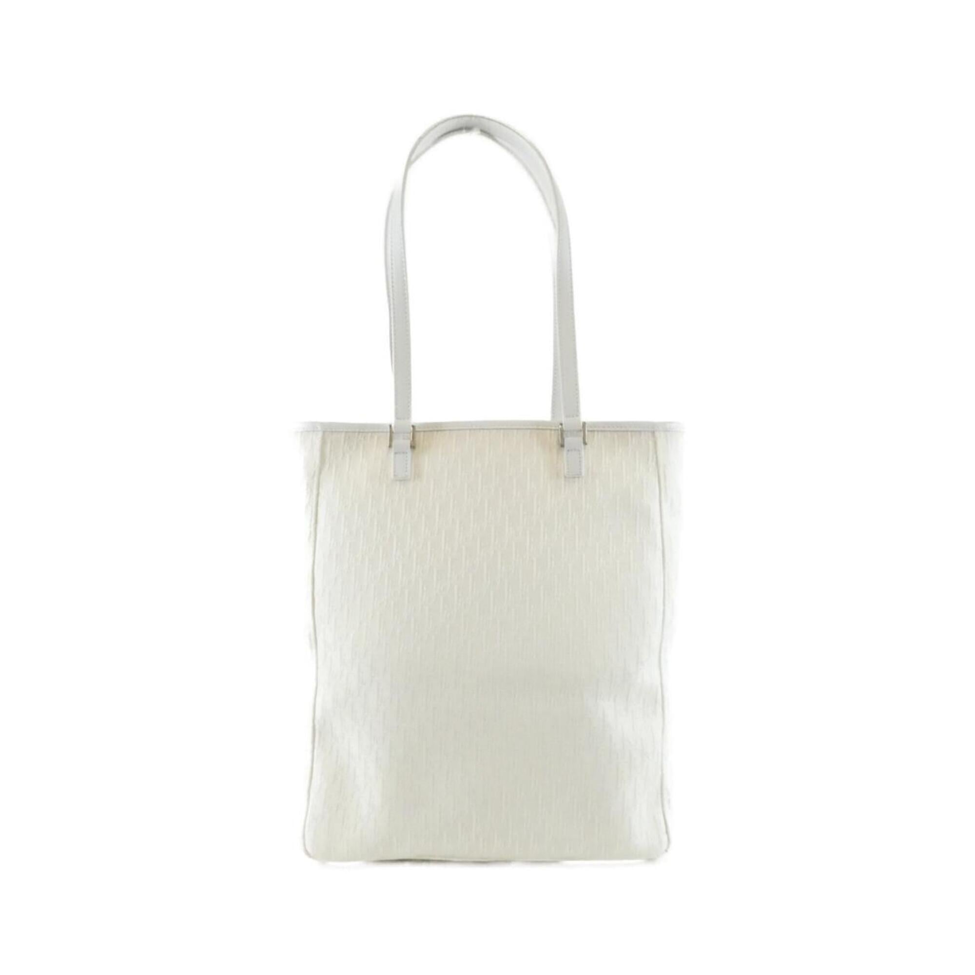 Christian Dior White Canvas Handbag (Pre-Owned)