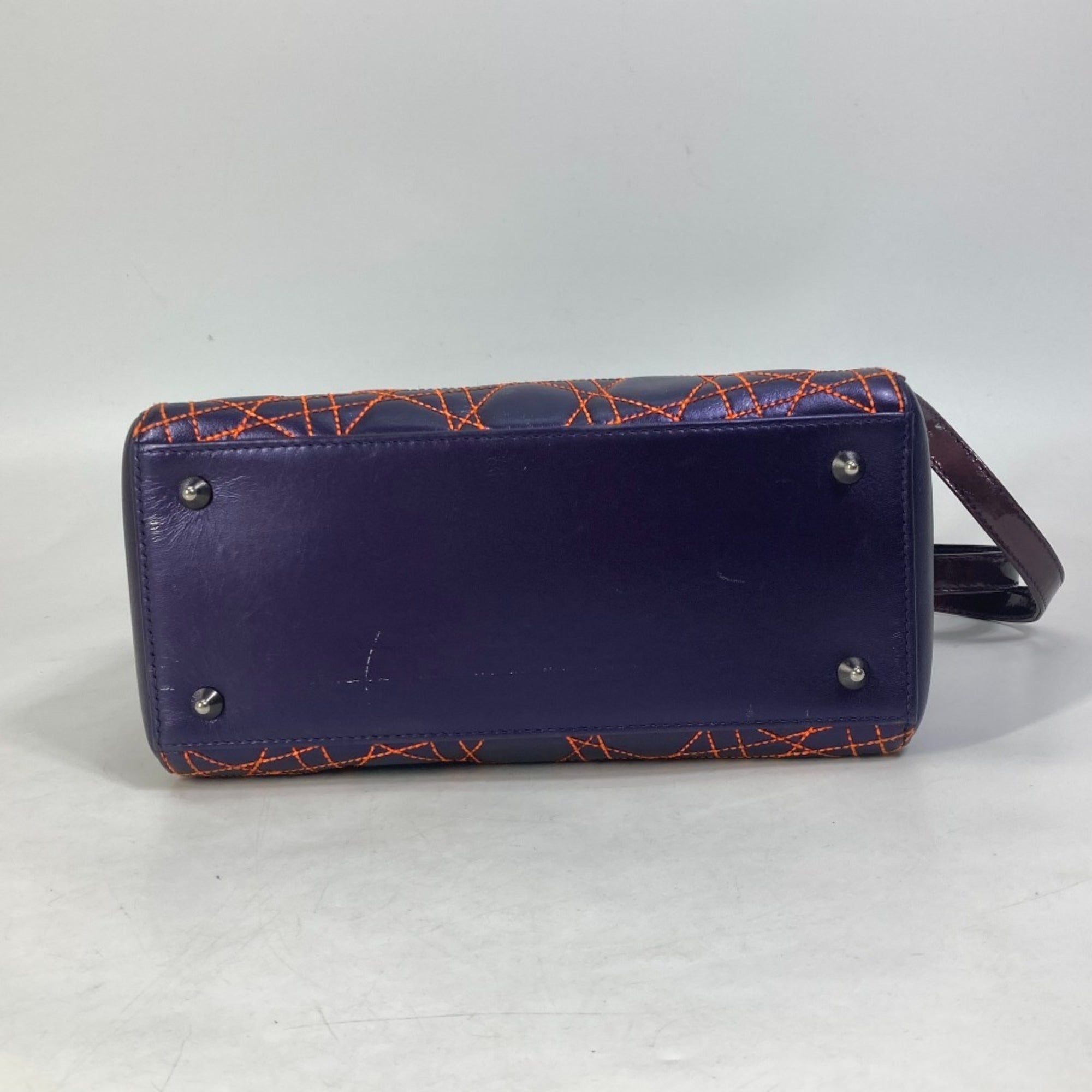 Christian Dior Orange Purple Leather Handbag Shoulder Bag (Pre-Owned)