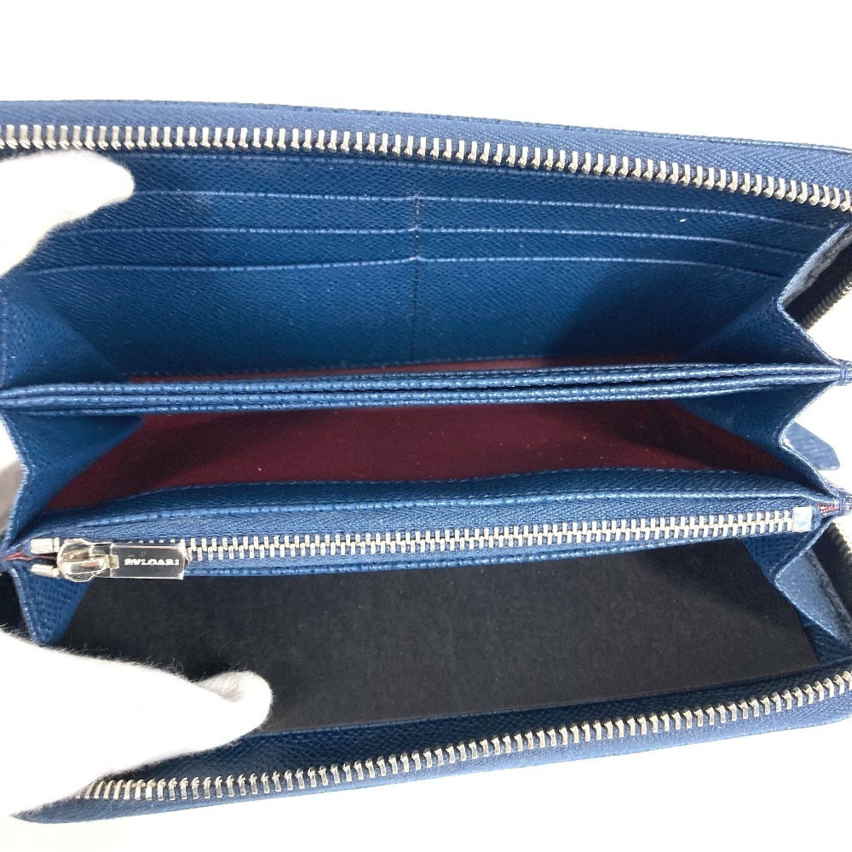 Bvlgari Blue Leather Long Wallet (Bi-Fold) (Pre-Owned)