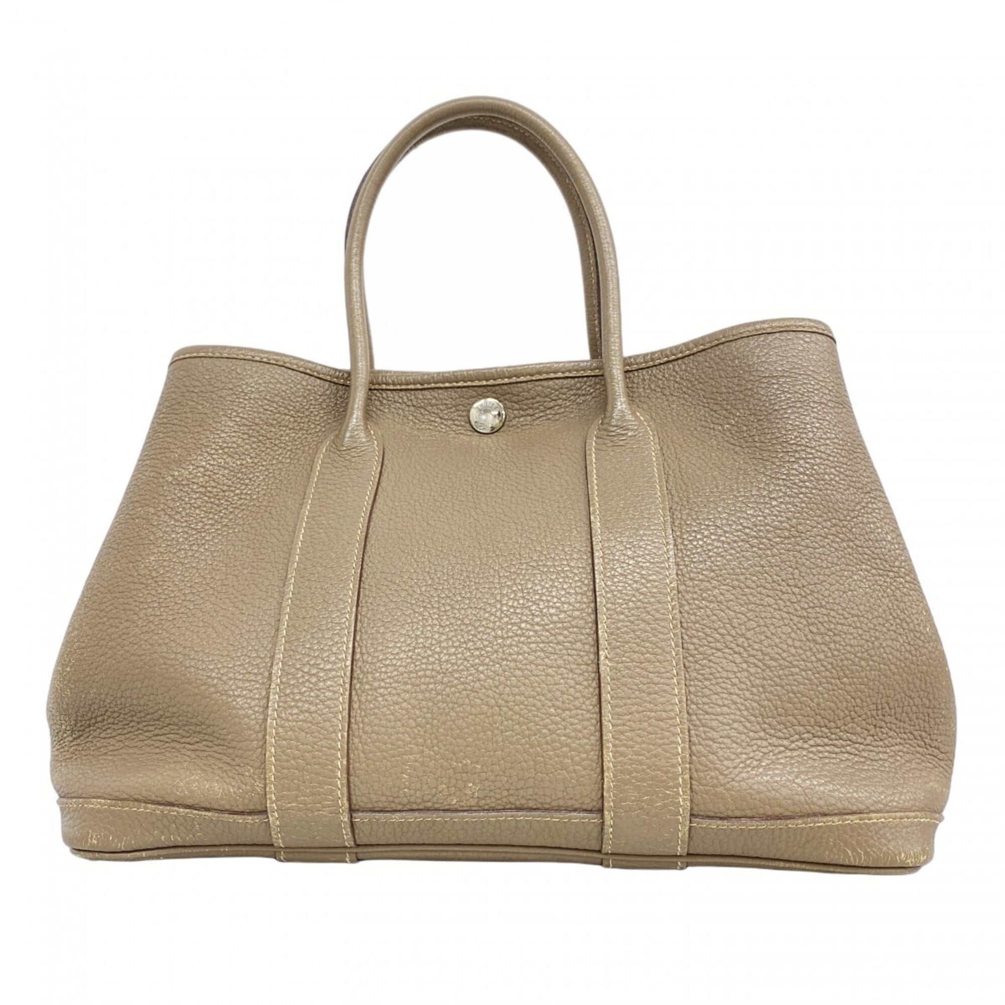 Hermes Etoupe Gray Taurillon Clemence Leather Tote Bag (Pre-Owned)