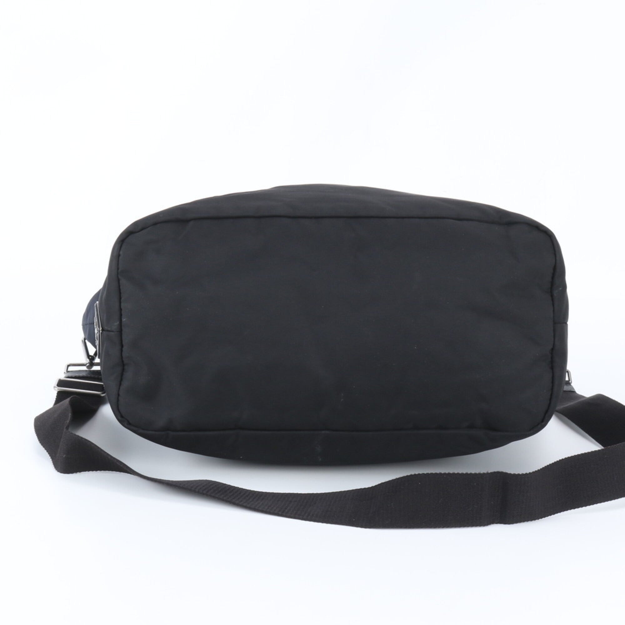 Prada Black Navy Nylon Leather Shoulder Bag (Pre-Owned)