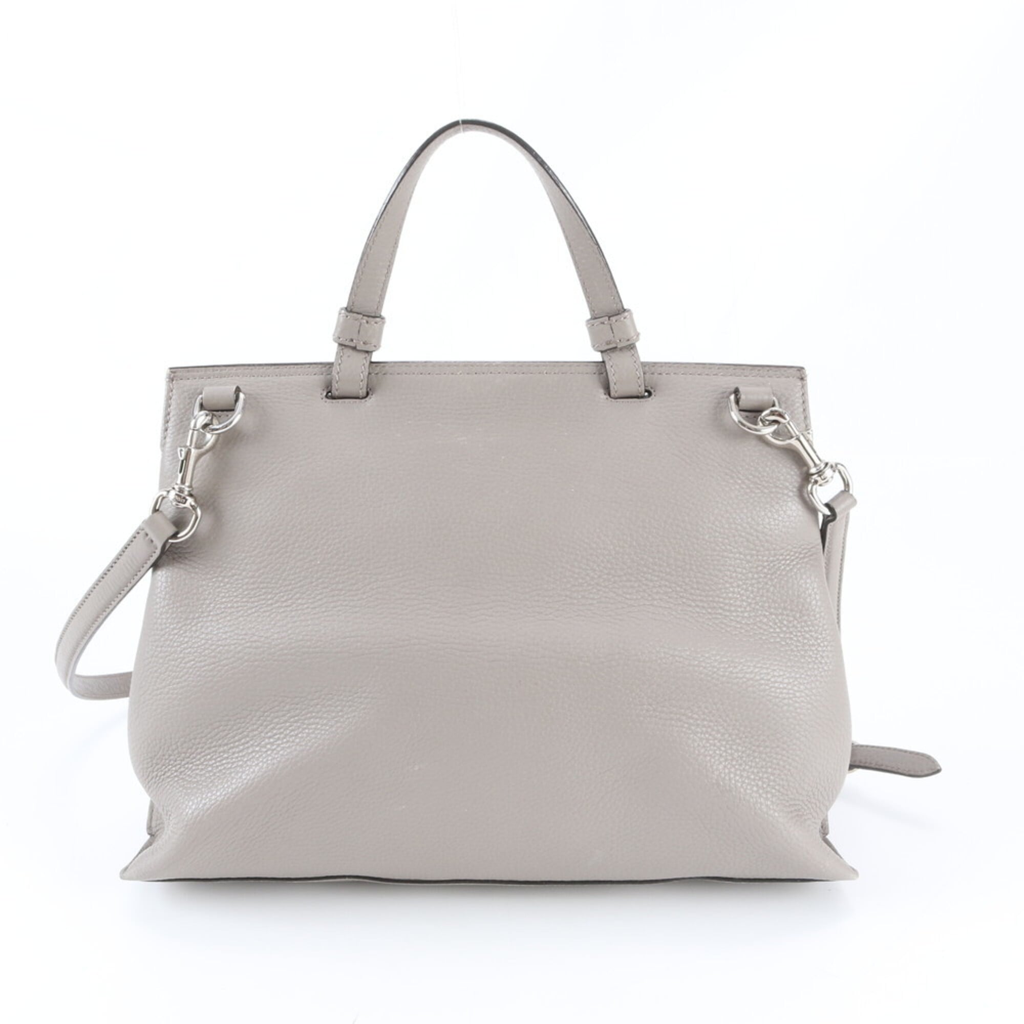 Gucci Bamboo Grayish Leather Handbag Shoulder Bag (Pre-Owned)