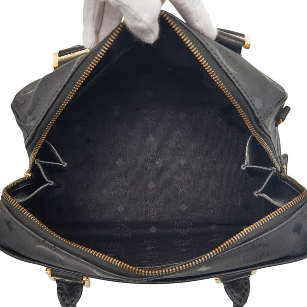 Mcm Black Nylon Leather Handbag Shoulder Bag (Pre-Owned)