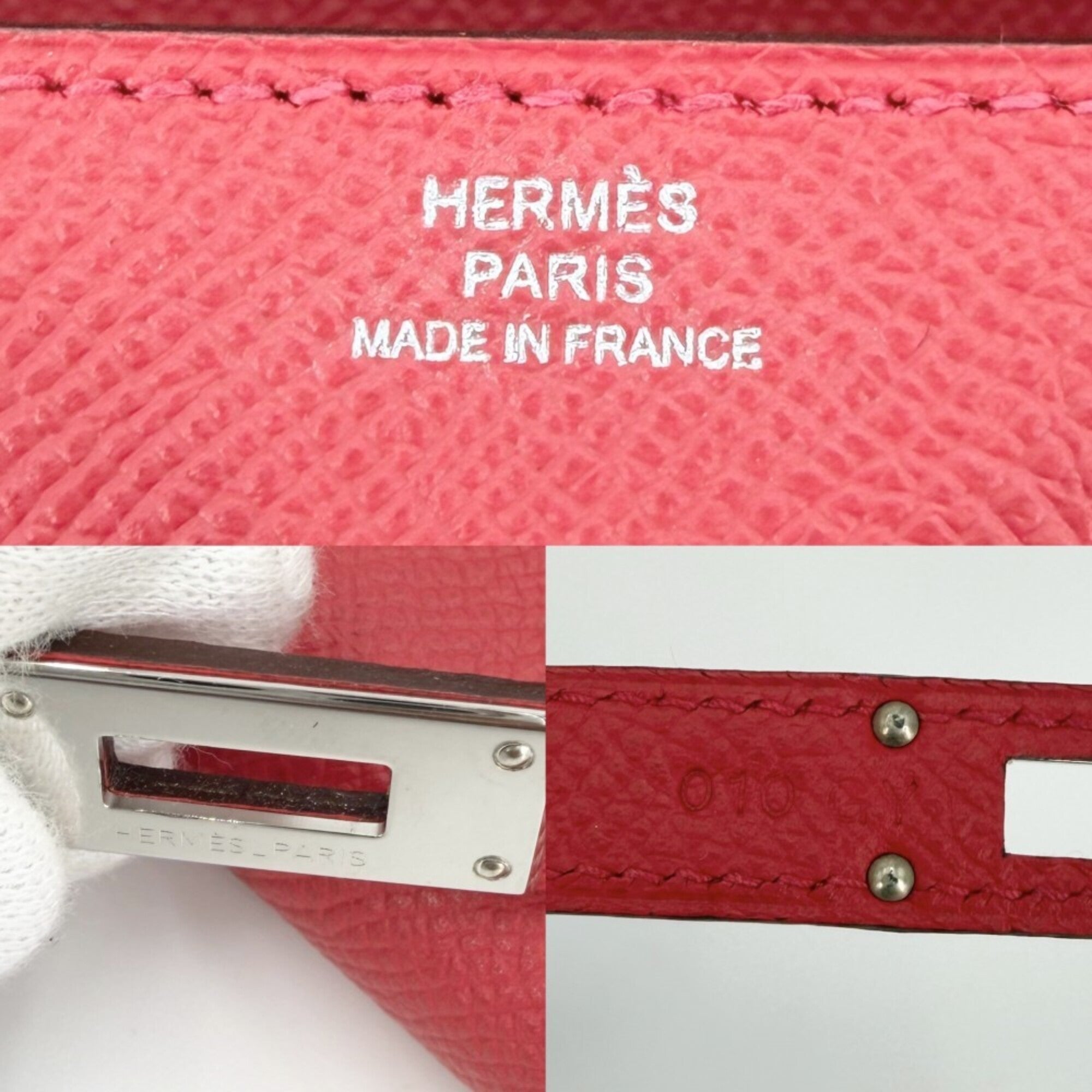 Hermes Red Color Epsom Leather Long Wallet (Bi-Fold) (Pre-Owned)