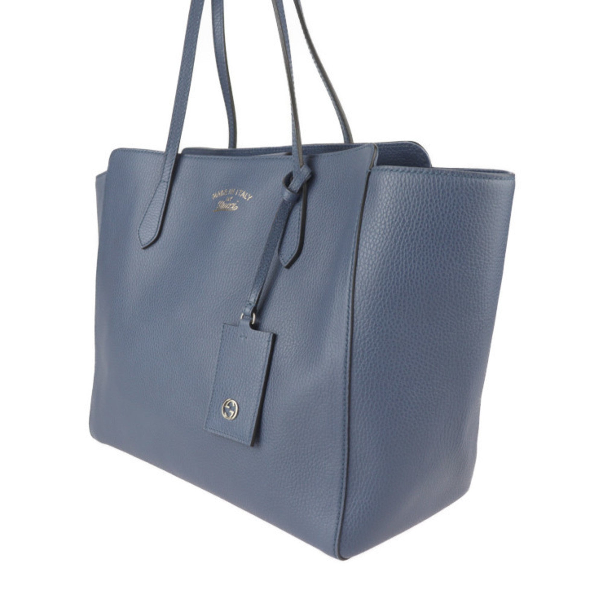 Gucci Navy Leather Handbag Shoulder Bag Tote Bag (Pre-Owned)