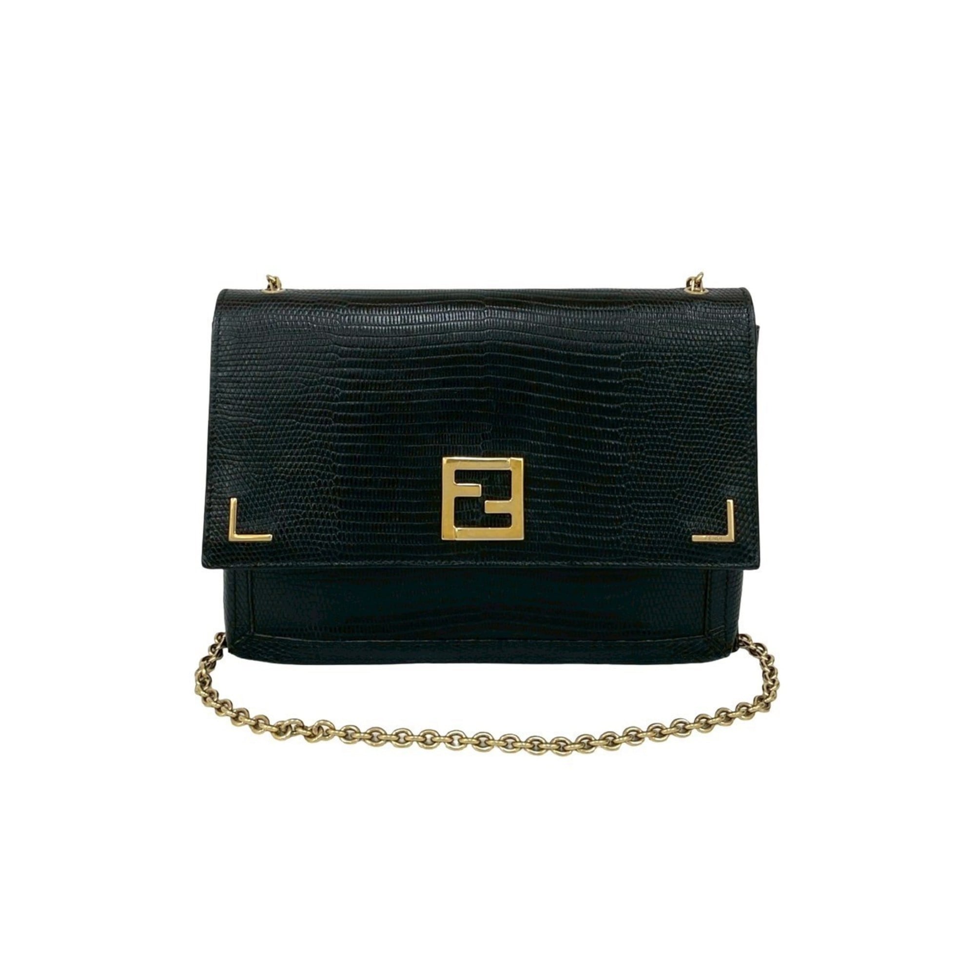 Fendi Black Leather Pochette Shoulder Bag (Pre-Owned)