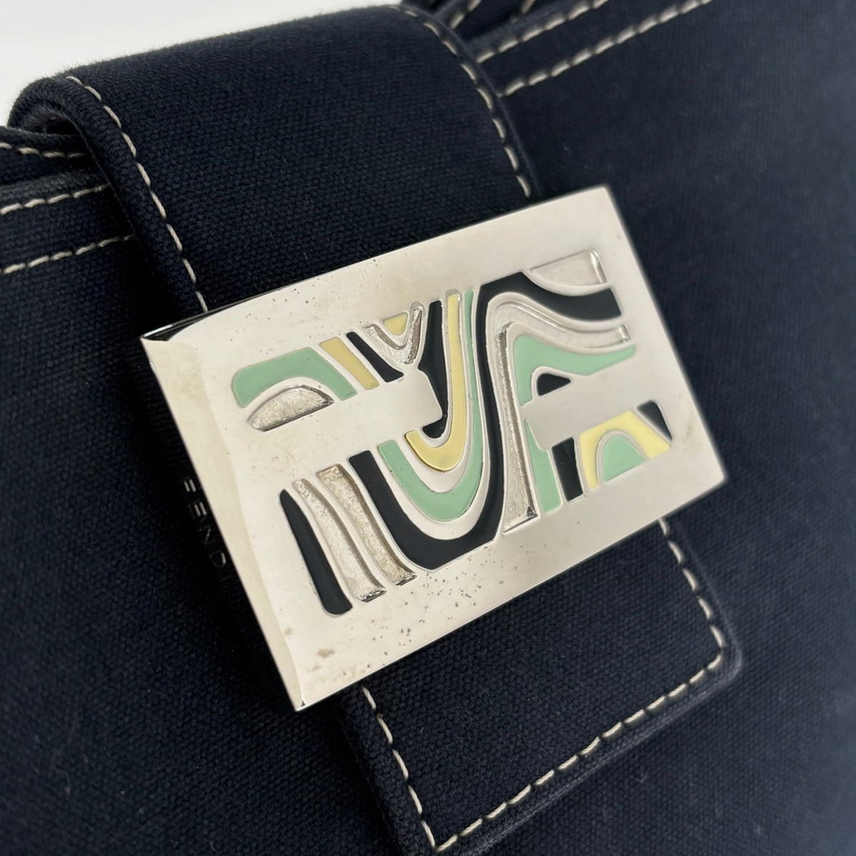 Fendi Navy Canvas Shoulder Bag (Pre-Owned)