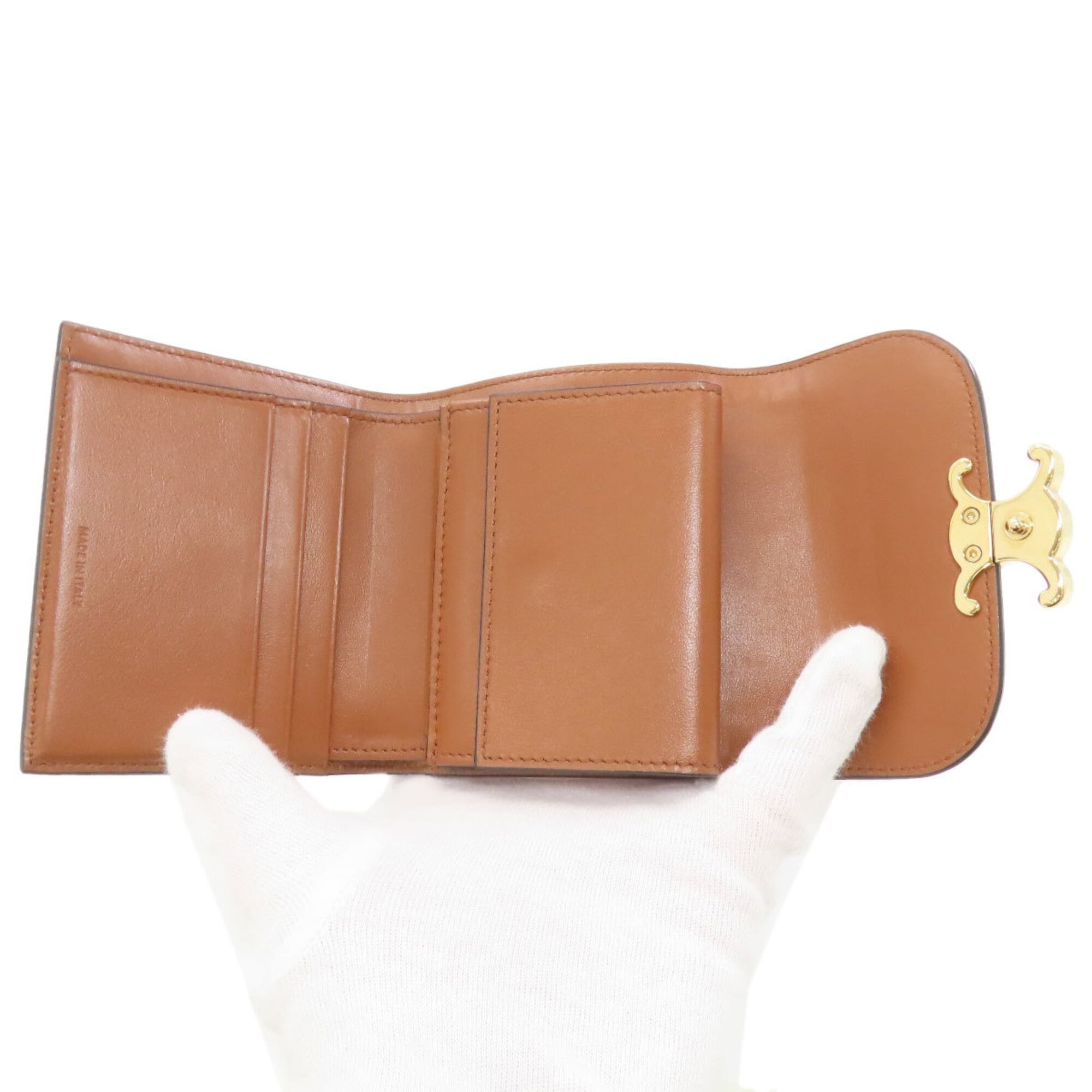 Celine Brown Canvas Leather Wallet (Tri-Fold) (Pre-Owned)