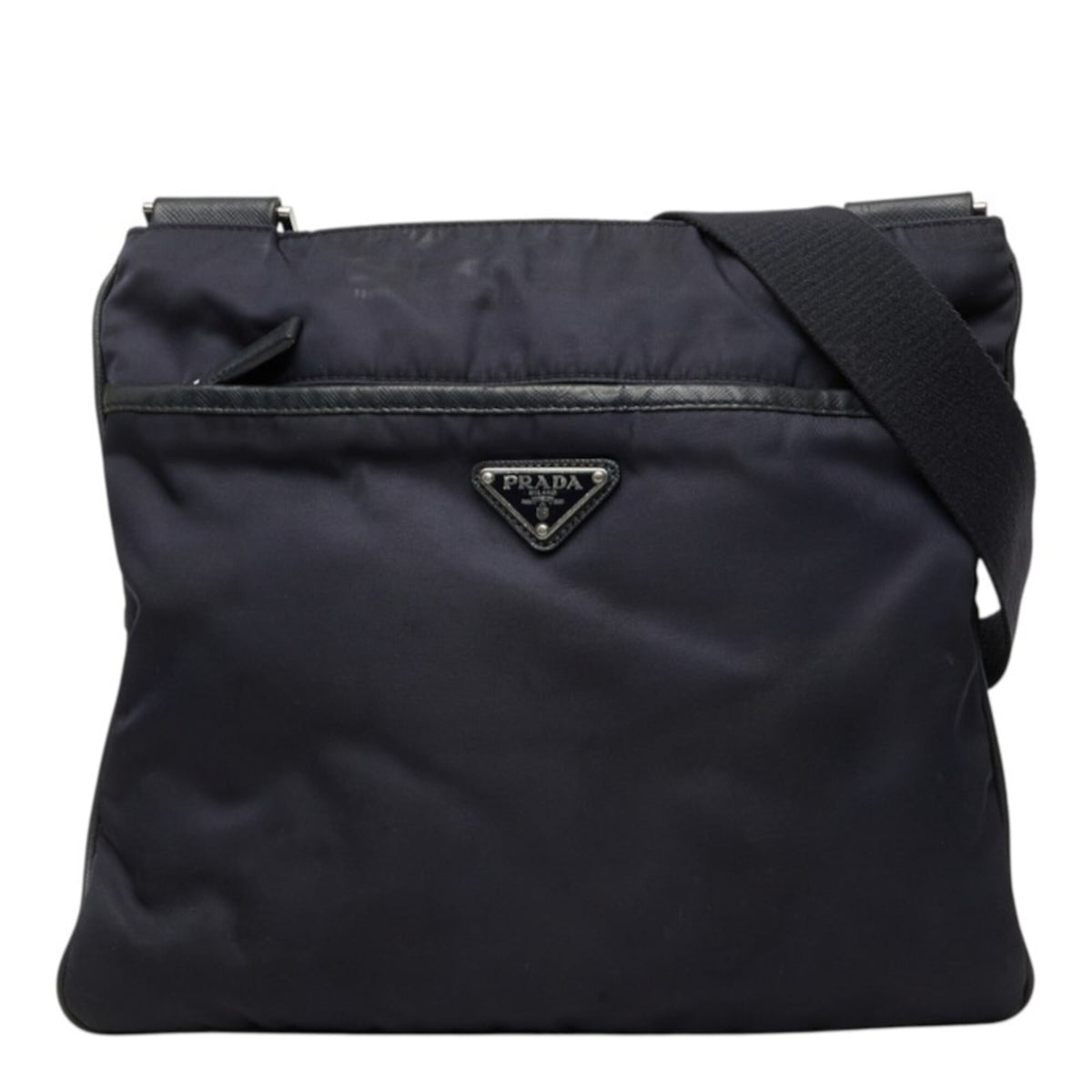 Prada Navy Nylon Leather Shoulder Bag (Pre-Owned)