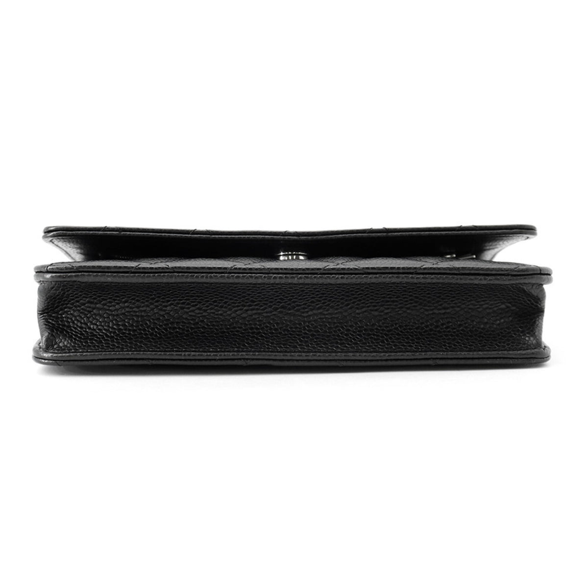 Chanel Black Grained Calfskin Chain/Shoulder Wallet (Pre-Owned)