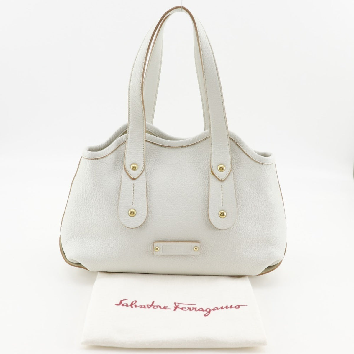 Salvatore Ferragamo White Leather Tote Bag (Pre-Owned)