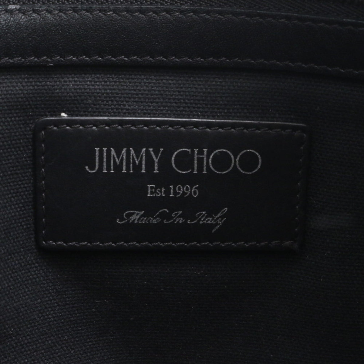Jimmy Choo Black Leather Coated Canvas Clutch Bag (Pre-Owned)