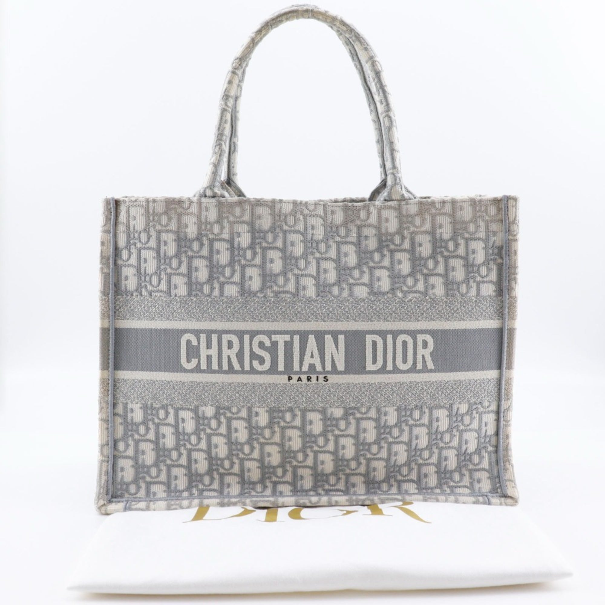 Christian Dior Light Gray Cotton Tote Bag (Pre-Owned)
