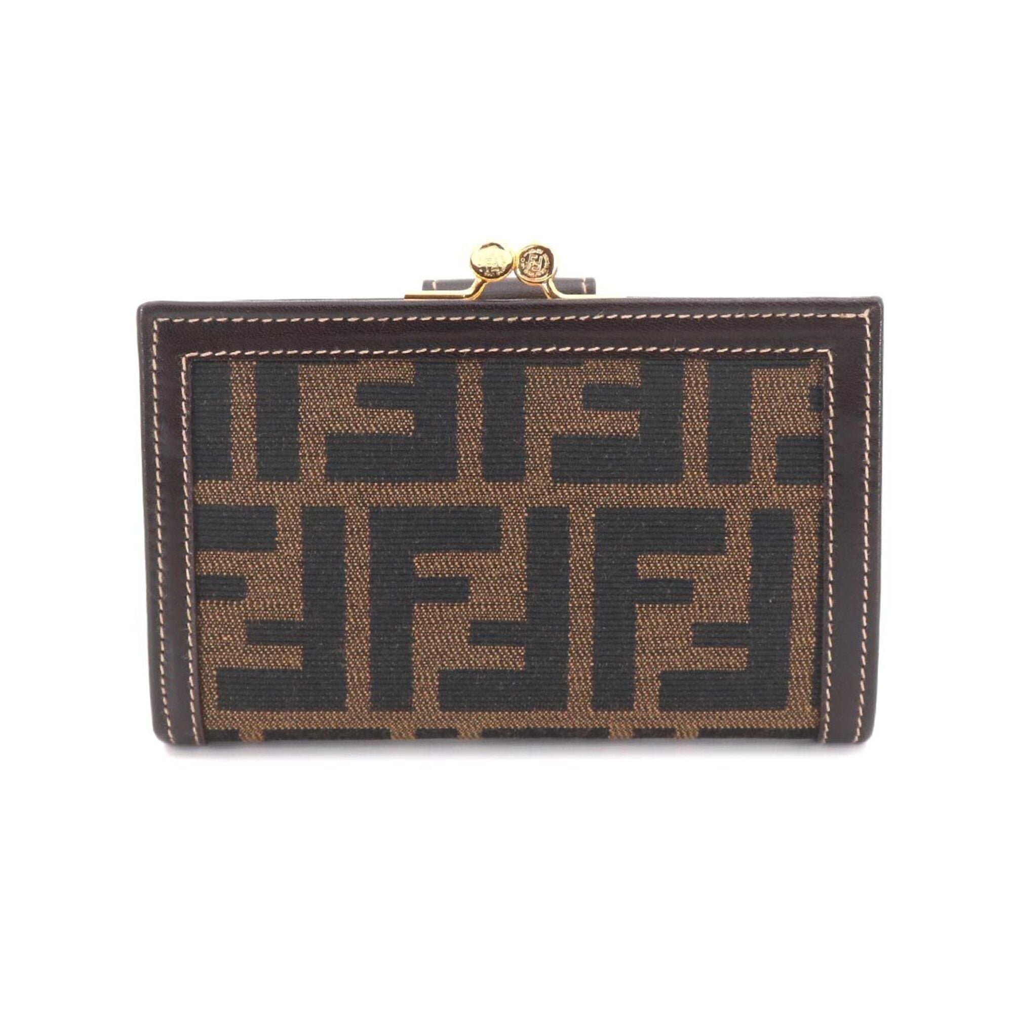 Fendi Black Brown Canvas Leather Wallet (Bi-Fold) (Pre-Owned)