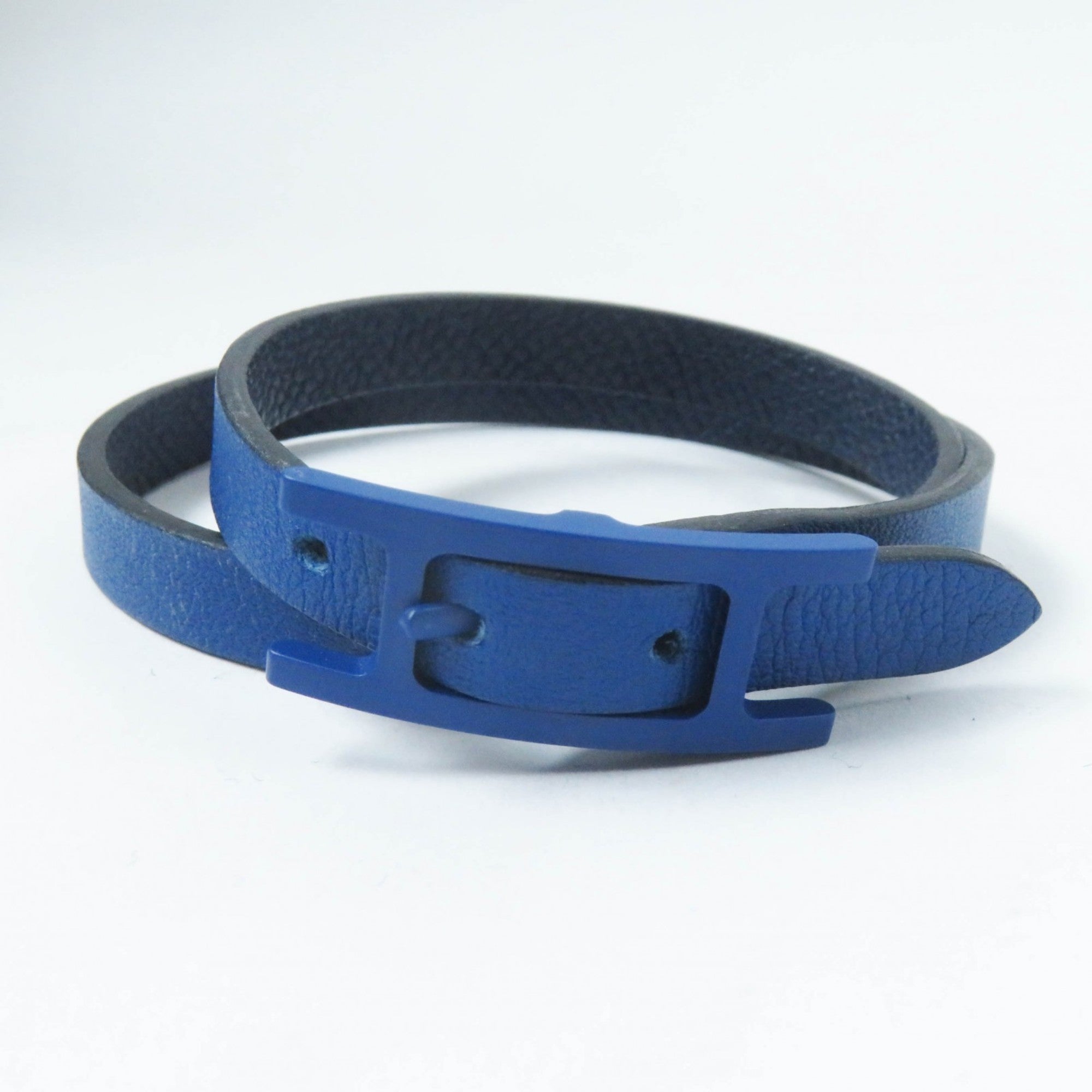 Hermes Blue Navy Leather Charm Bracelet (Pre-Owned)