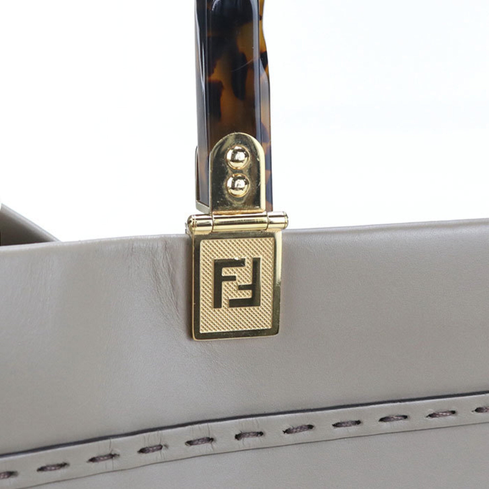 Fendi Gray Leather Tote Bag (Pre-Owned)