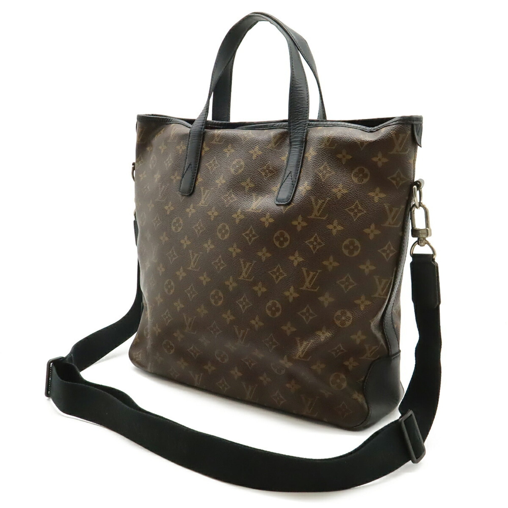 Louis Vuitton Black Brown Monogram Macassar Monogram Pvc Coated Canvas Leather Shoulder Bag Tote Bag (Pre-Owned)