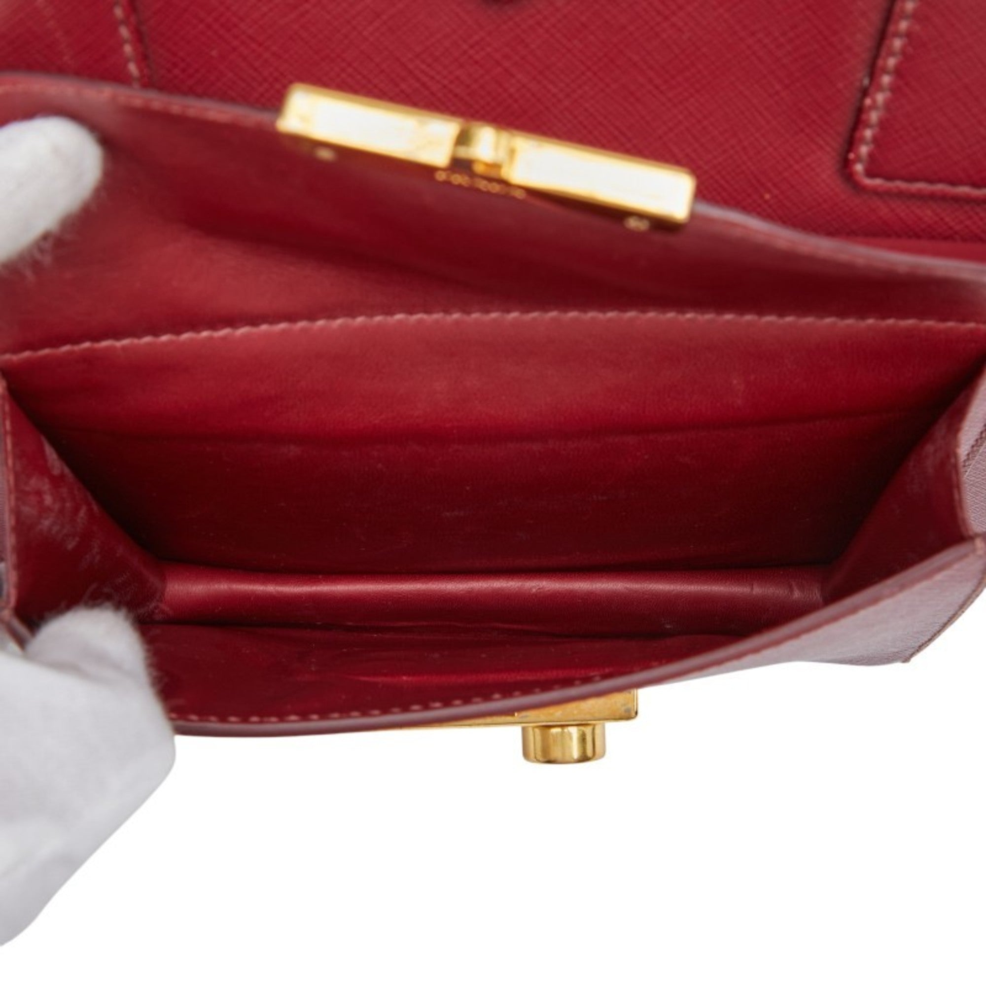 Prada Bordeaux Red Color Wine Leather Handbag Shoulder Bag (Pre-Owned)