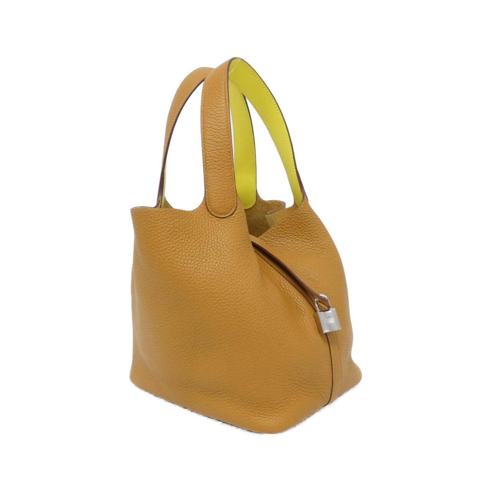 Hermes Beige Brown Lime Taurillon Clemence Leather Handbag (Pre-Owned)